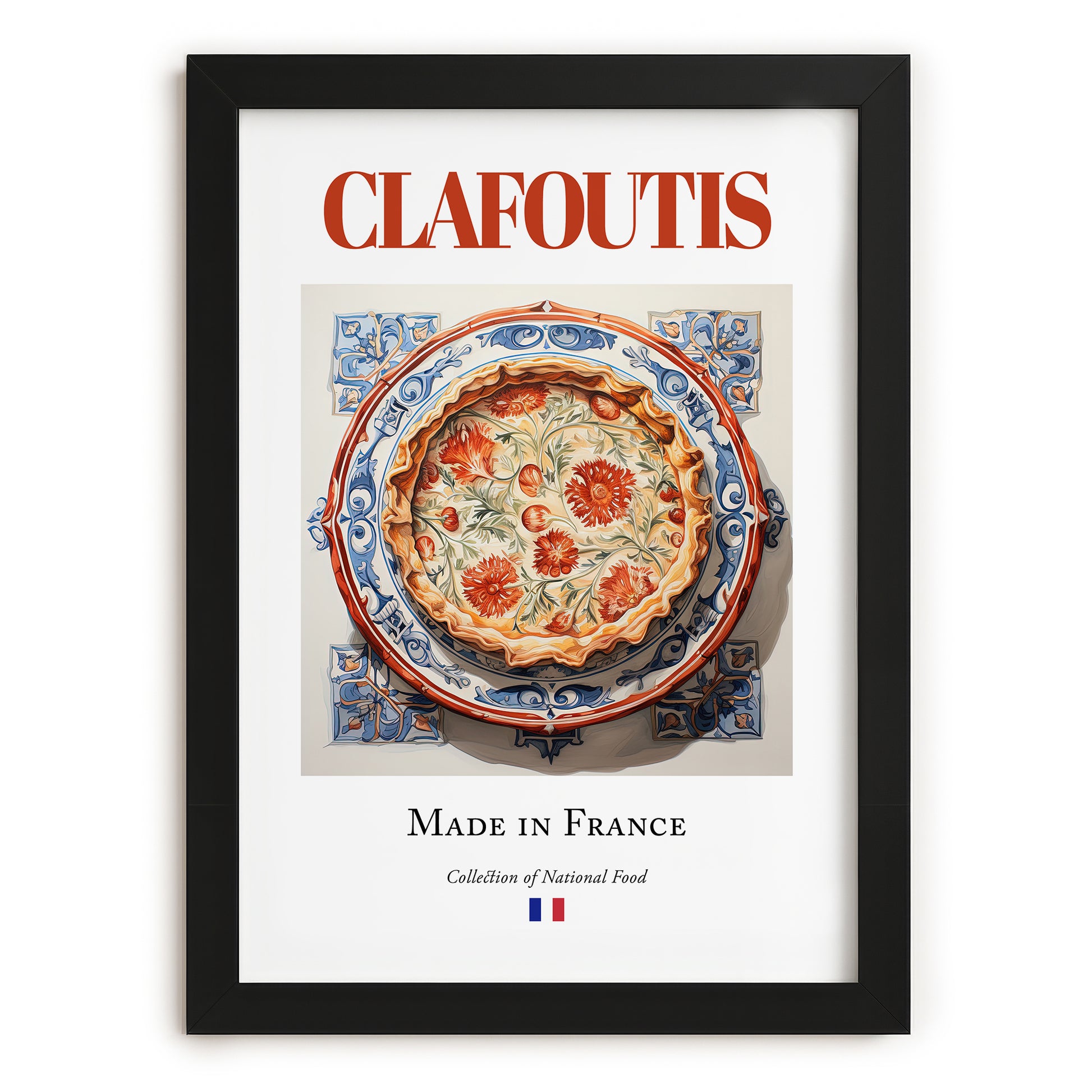 Clafoutis – French Dessert Dish, Restaurant Print, in sleek black frame