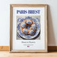 Paris-Brest – French Dessert Dish, Farmhouse Kitchen Poster, in wooden frame leaning on the floor
