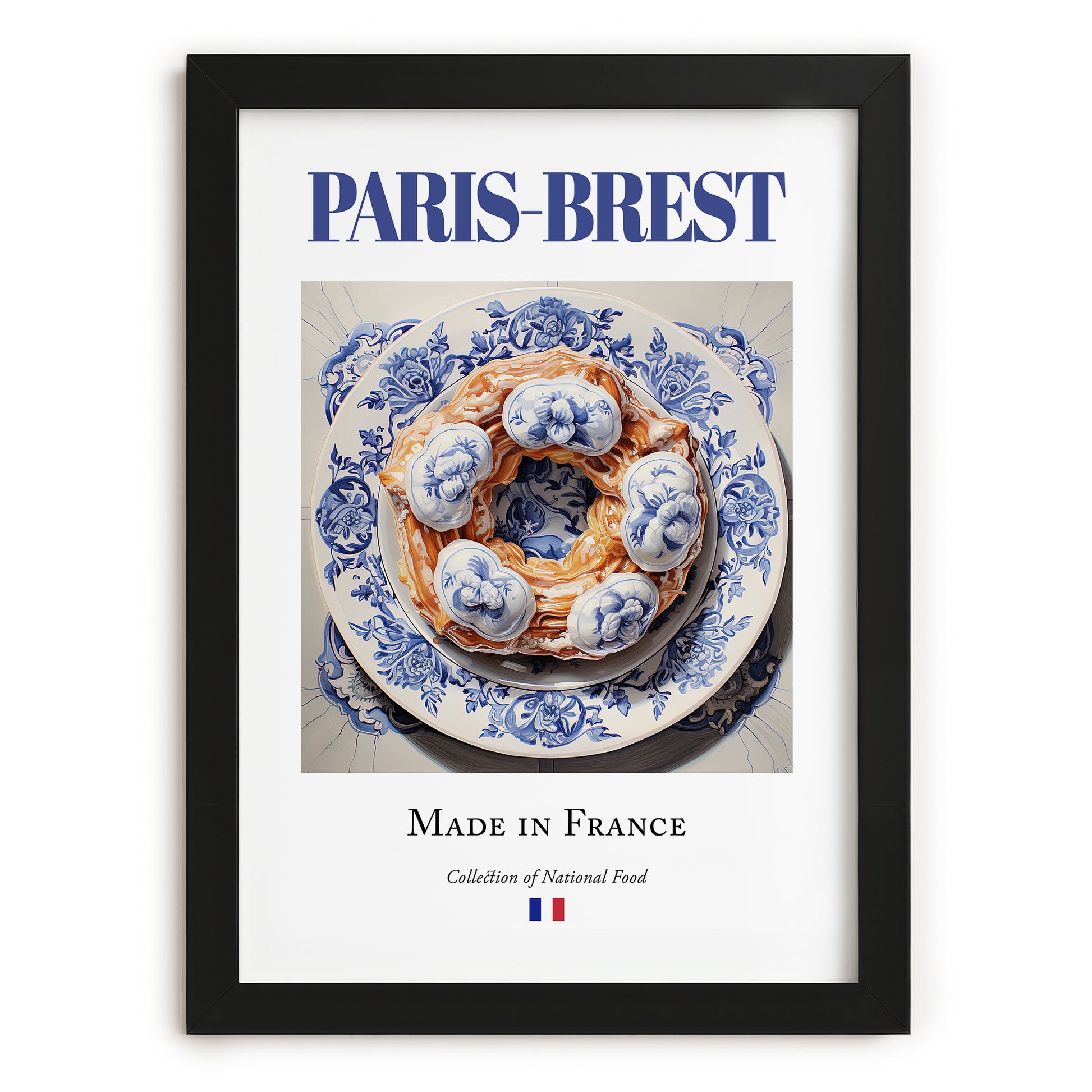 Paris-Brest – French Dessert Dish, Farmhouse Kitchen Poster, in sleek black frame