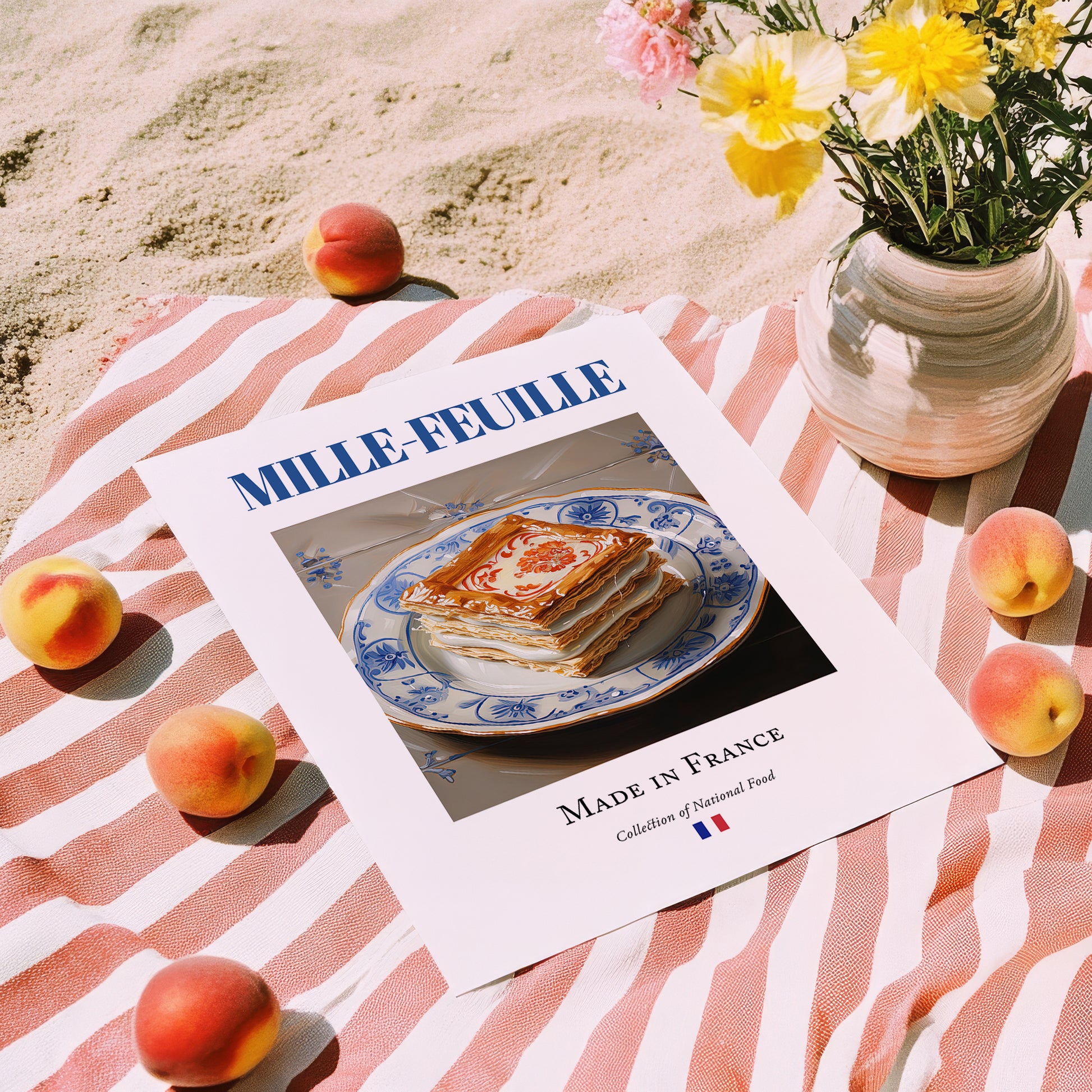 Mille-feuille – French Dessert Dish, Bistro Painting, unframed on coastal sand