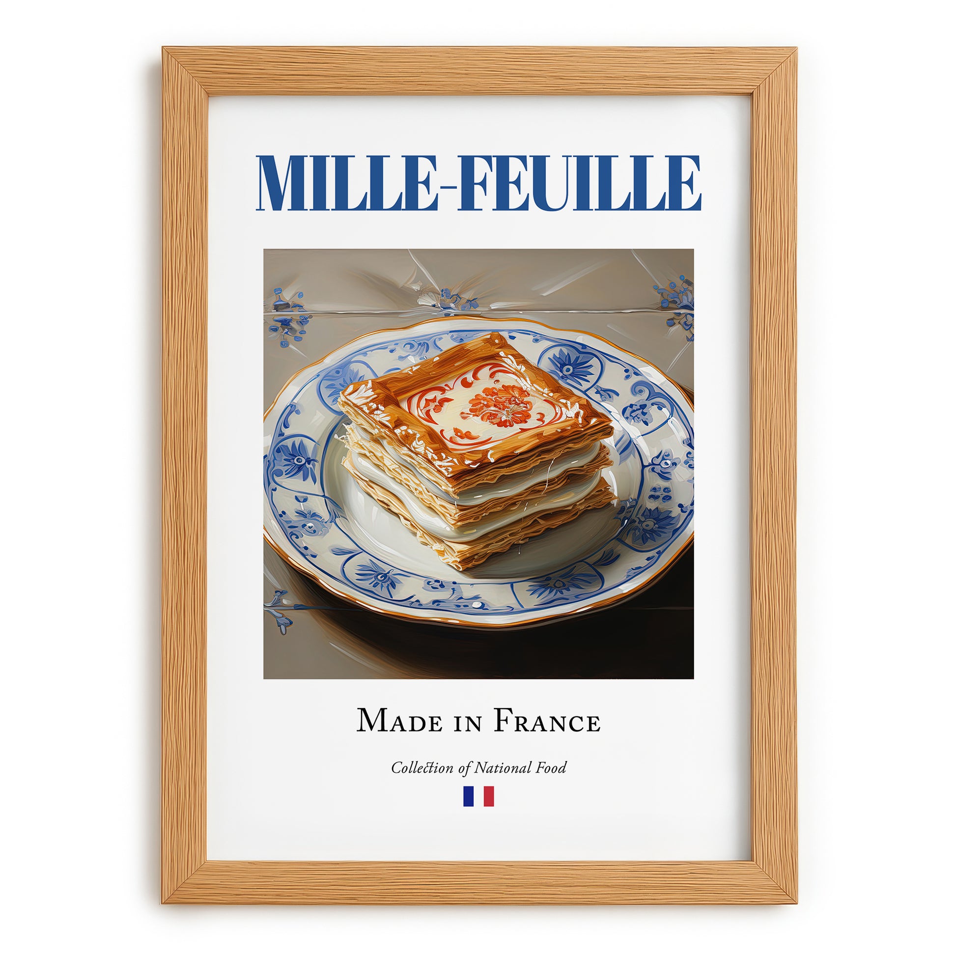 Mille-feuille – French Dessert Dish, Bistro Painting, set in oak frame