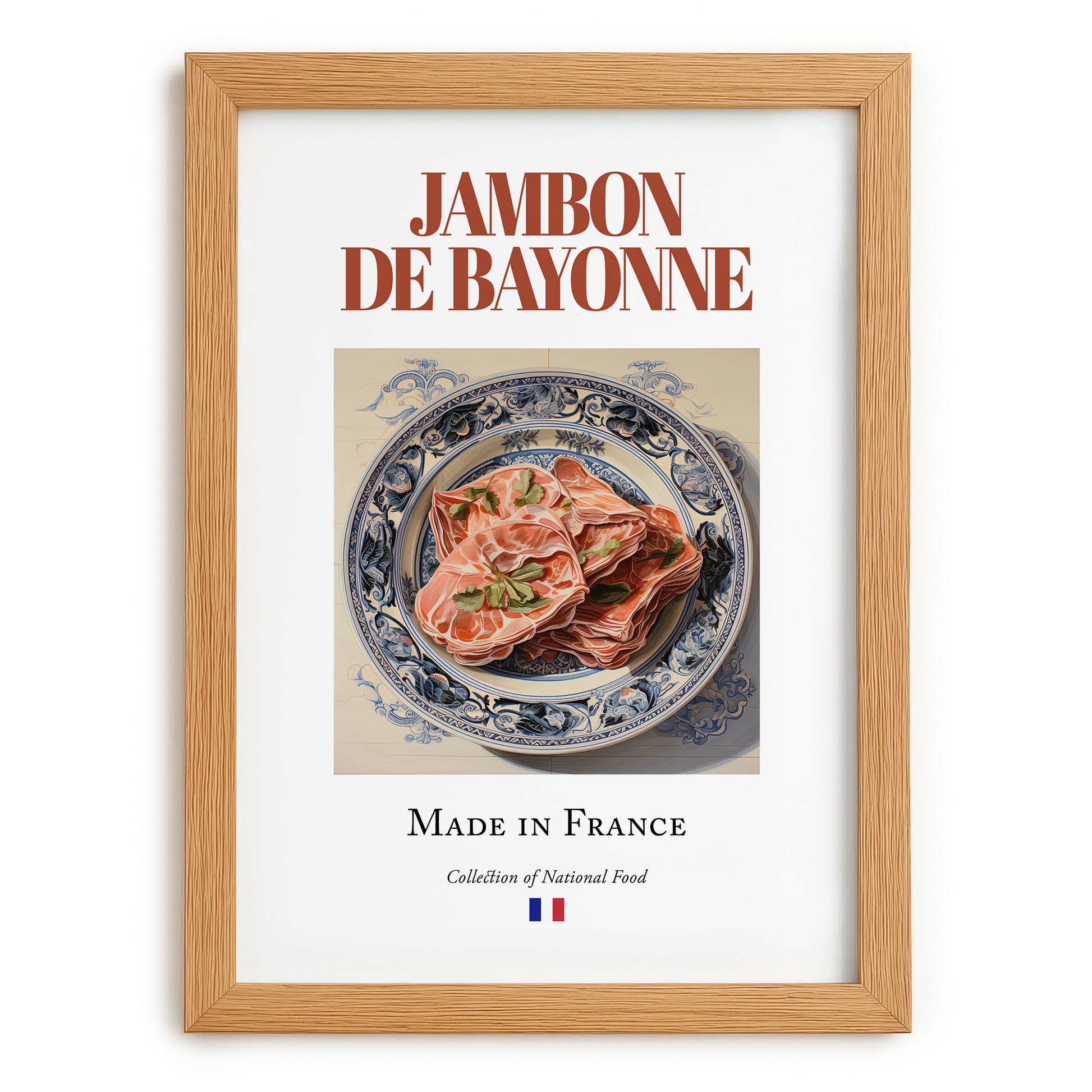 Jambon de Bayonne – French Meat Dish, Tavern Print, set in oak frame