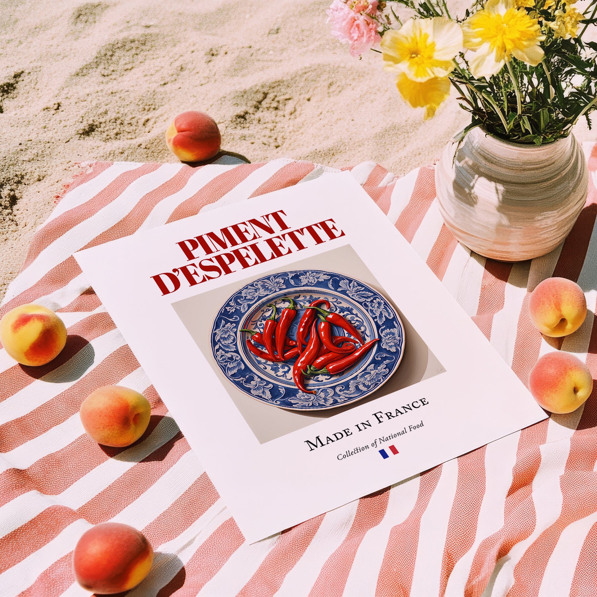 Piment d'Espelette – French Spice Dish, Café Print, unframed on coastal sand