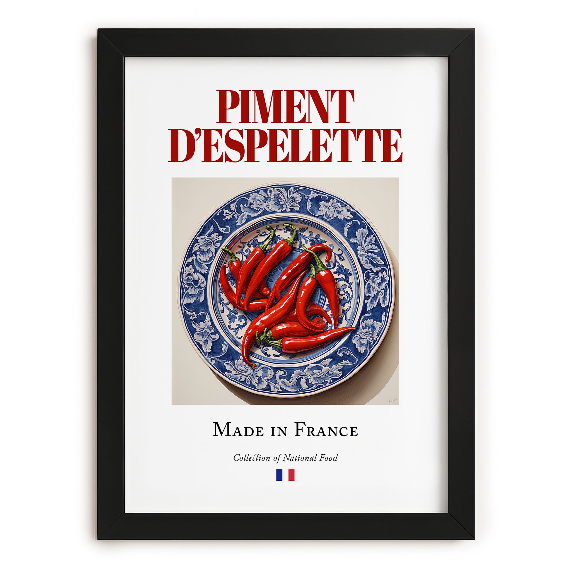 Piment d'Espelette – French Spice Dish, Café Print, in sleek black frame