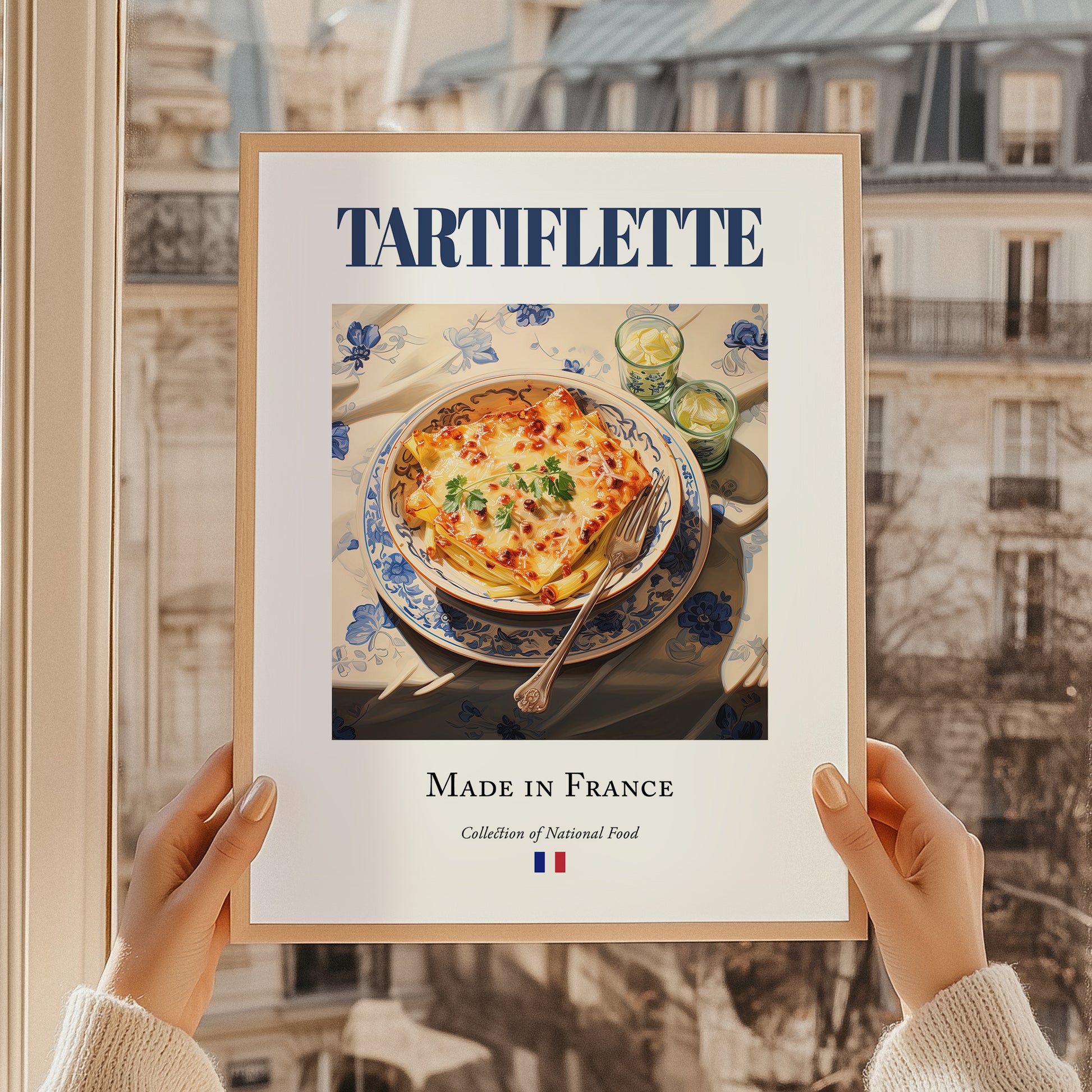 Tartiflette – French Dish, Restaurant Wall Decor, styled in a charming Paris street view
