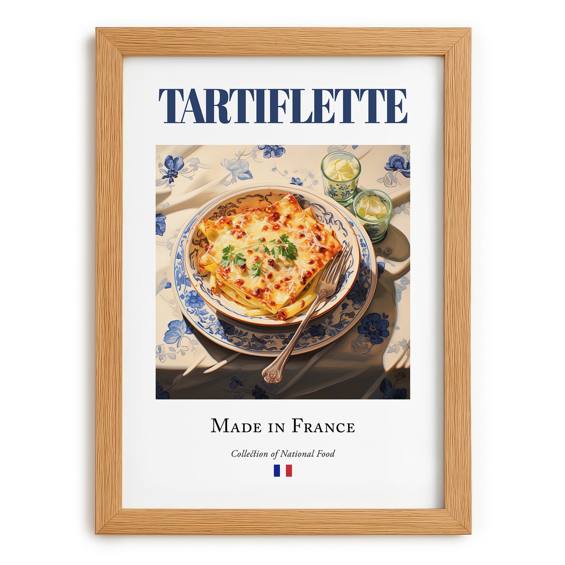 Tartiflette – French Dish, Restaurant Wall Decor, set in oak frame