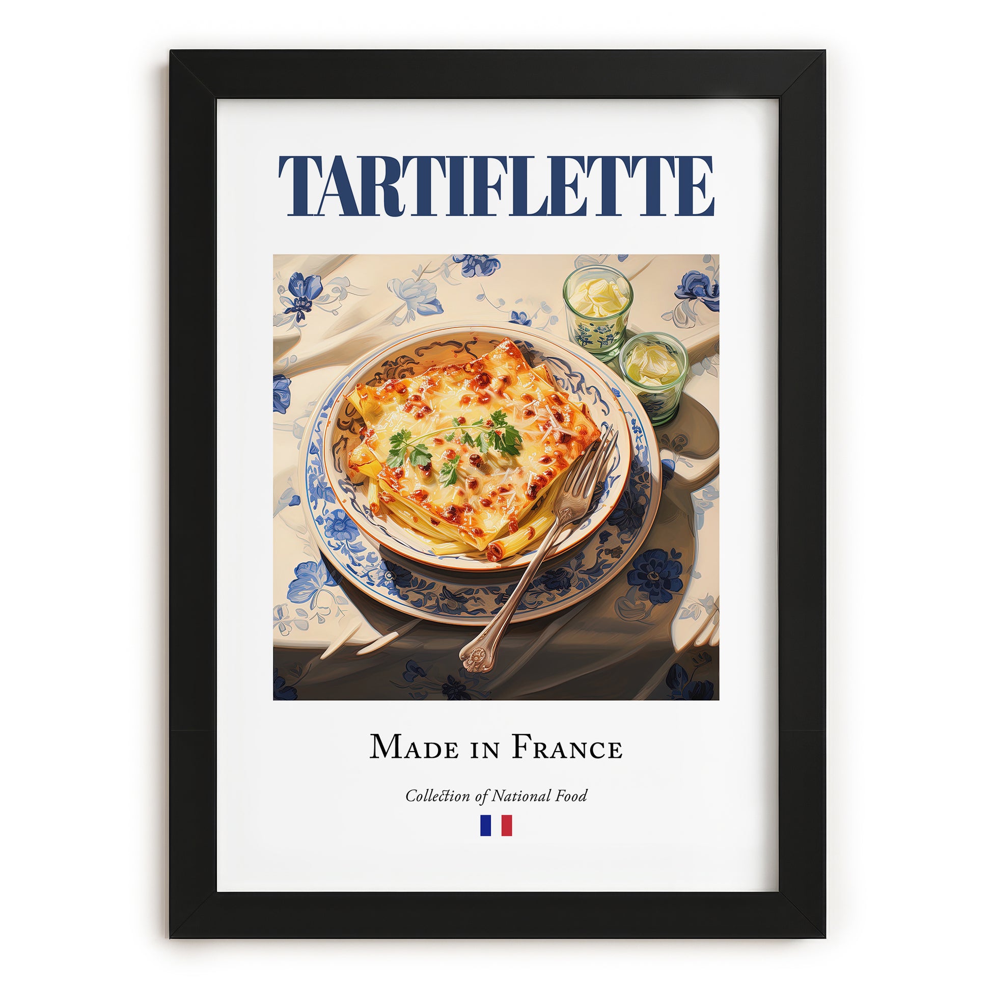 Tartiflette – French Dish, Restaurant Wall Decor, in sleek black frame
