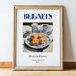 Beignets – French Dessert Dish, Brasserie Wall Art, in wooden frame leaning on the floor