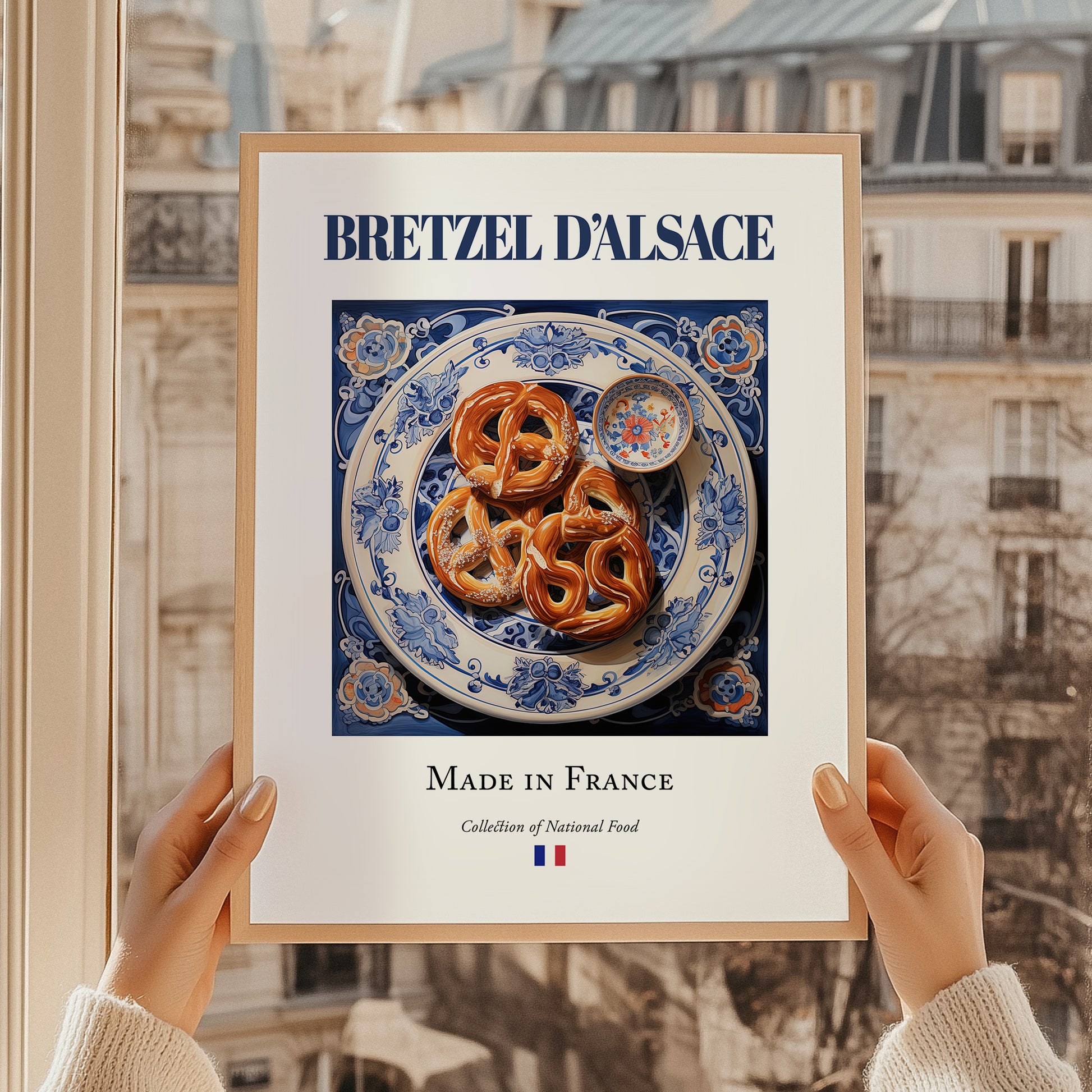 Bretzel d'Alsace – French Bread Dish, Fine Dining Restaurant Painting, styled in a charming Paris street view