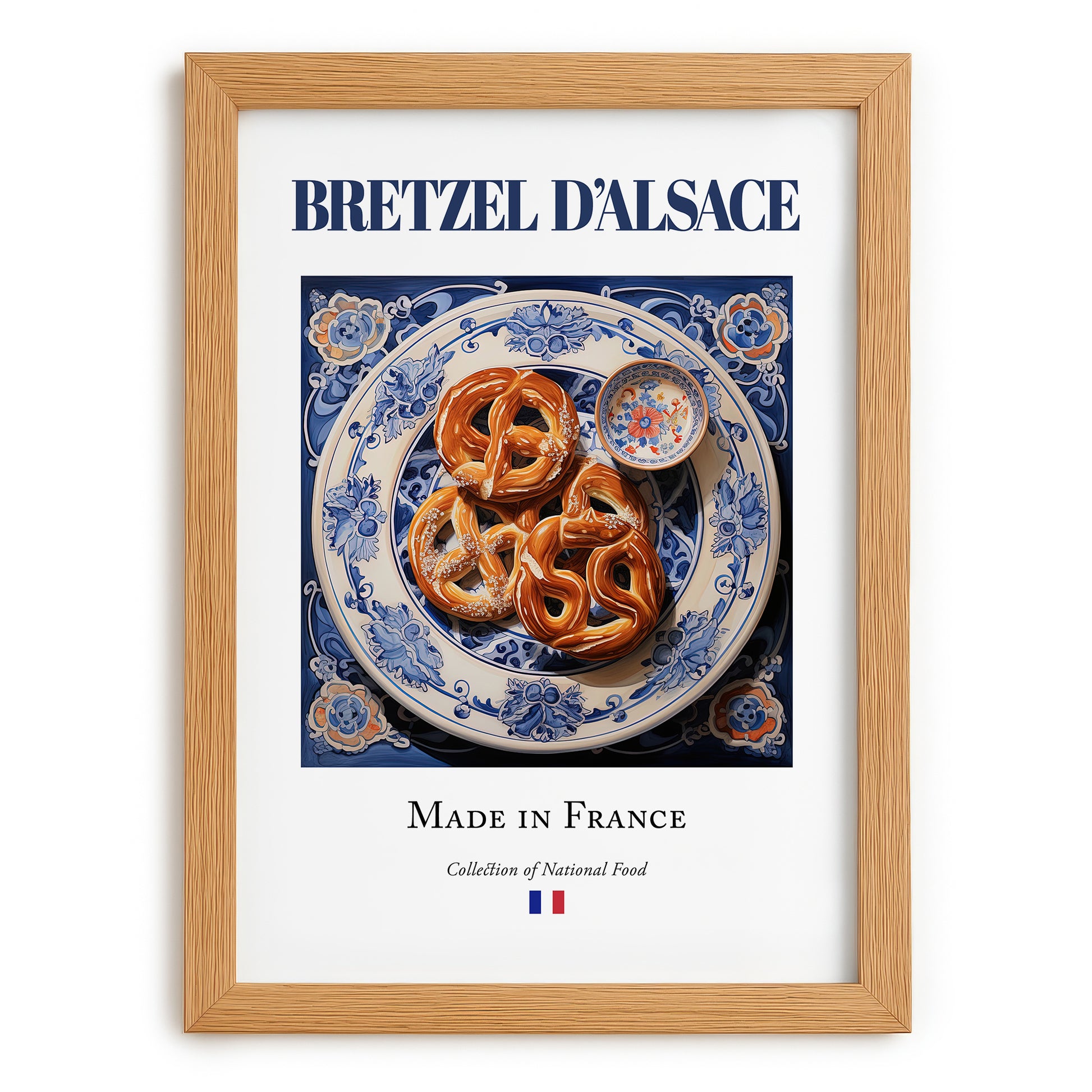 Bretzel d'Alsace – French Bread Dish, Fine Dining Restaurant Painting, set in oak frame
