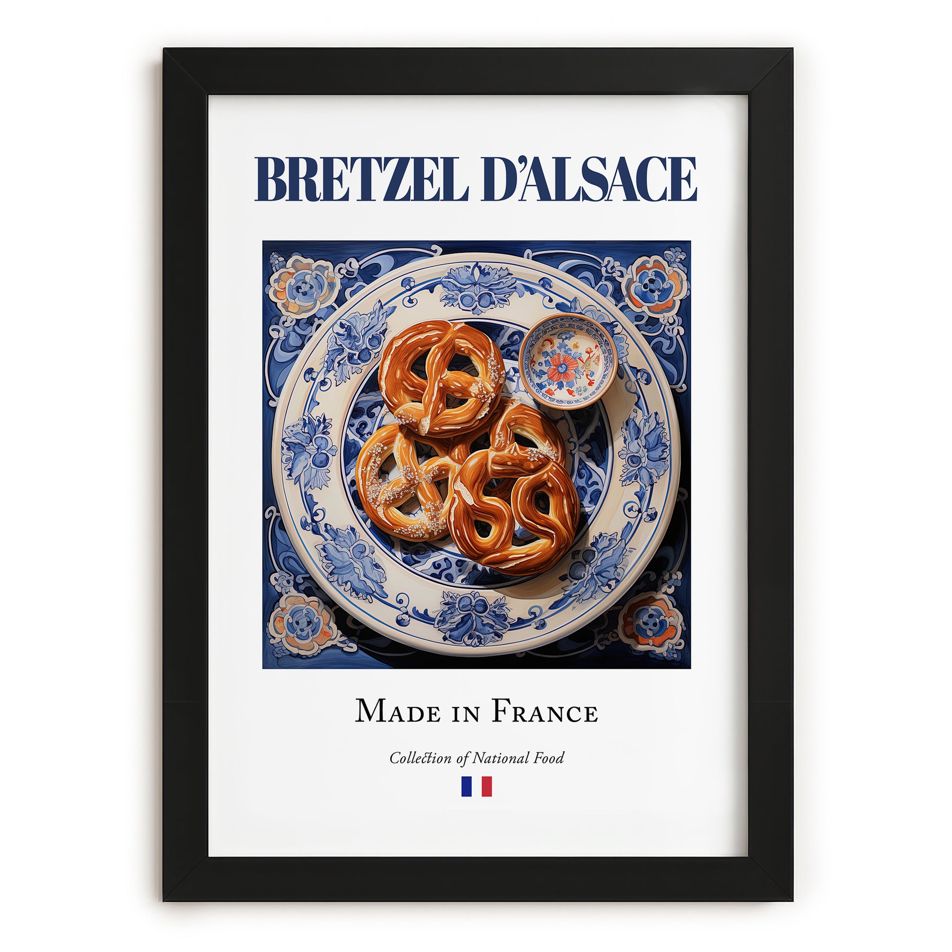Bretzel d'Alsace – French Bread Dish, Fine Dining Restaurant Painting, in sleek black frame