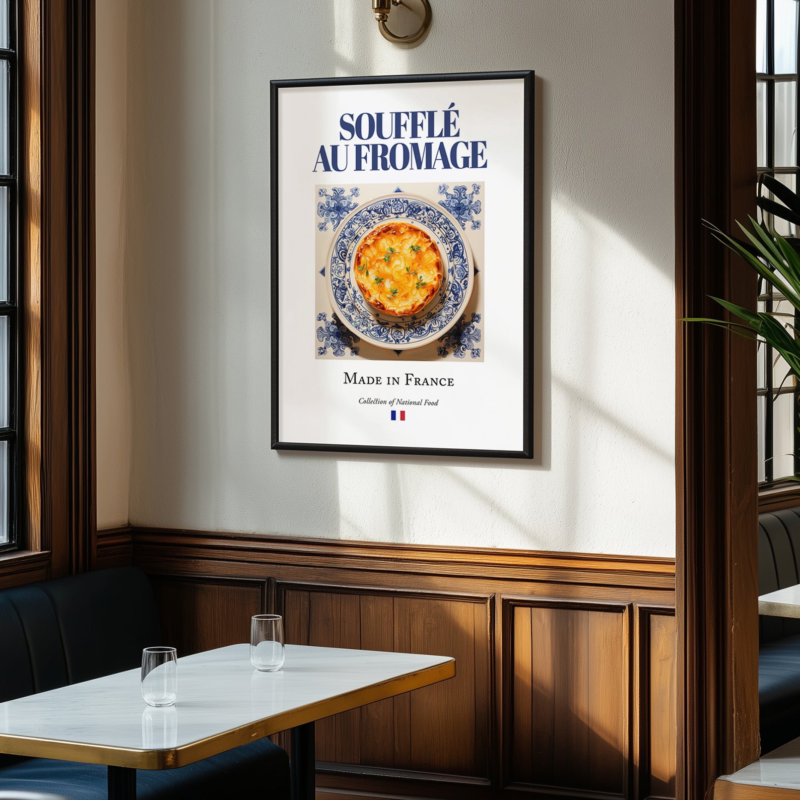 Soufflé au fromage – French Dish, Café Poster, clean layout with no caption