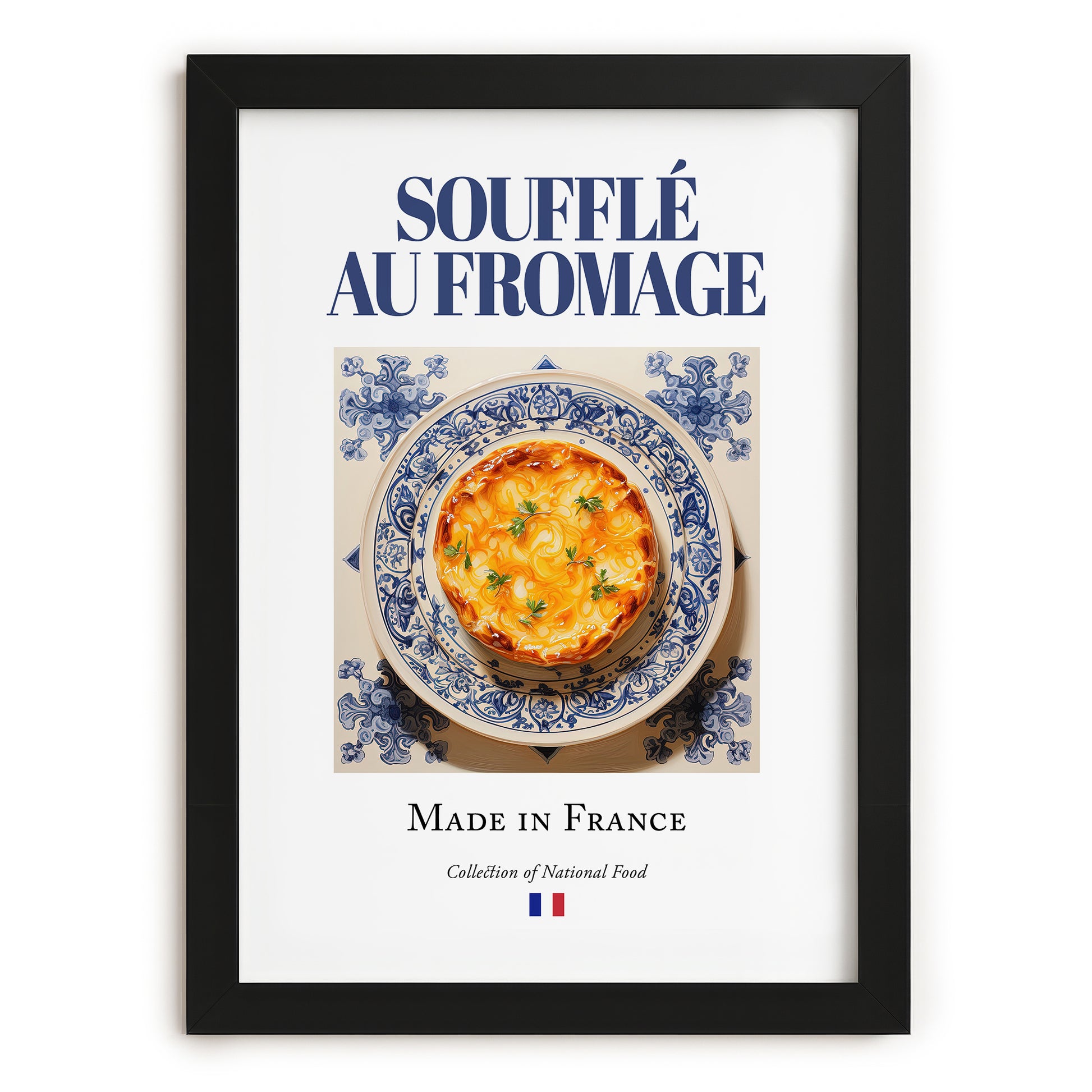 Soufflé au fromage – French Dish, Café Poster, in sleek black frame