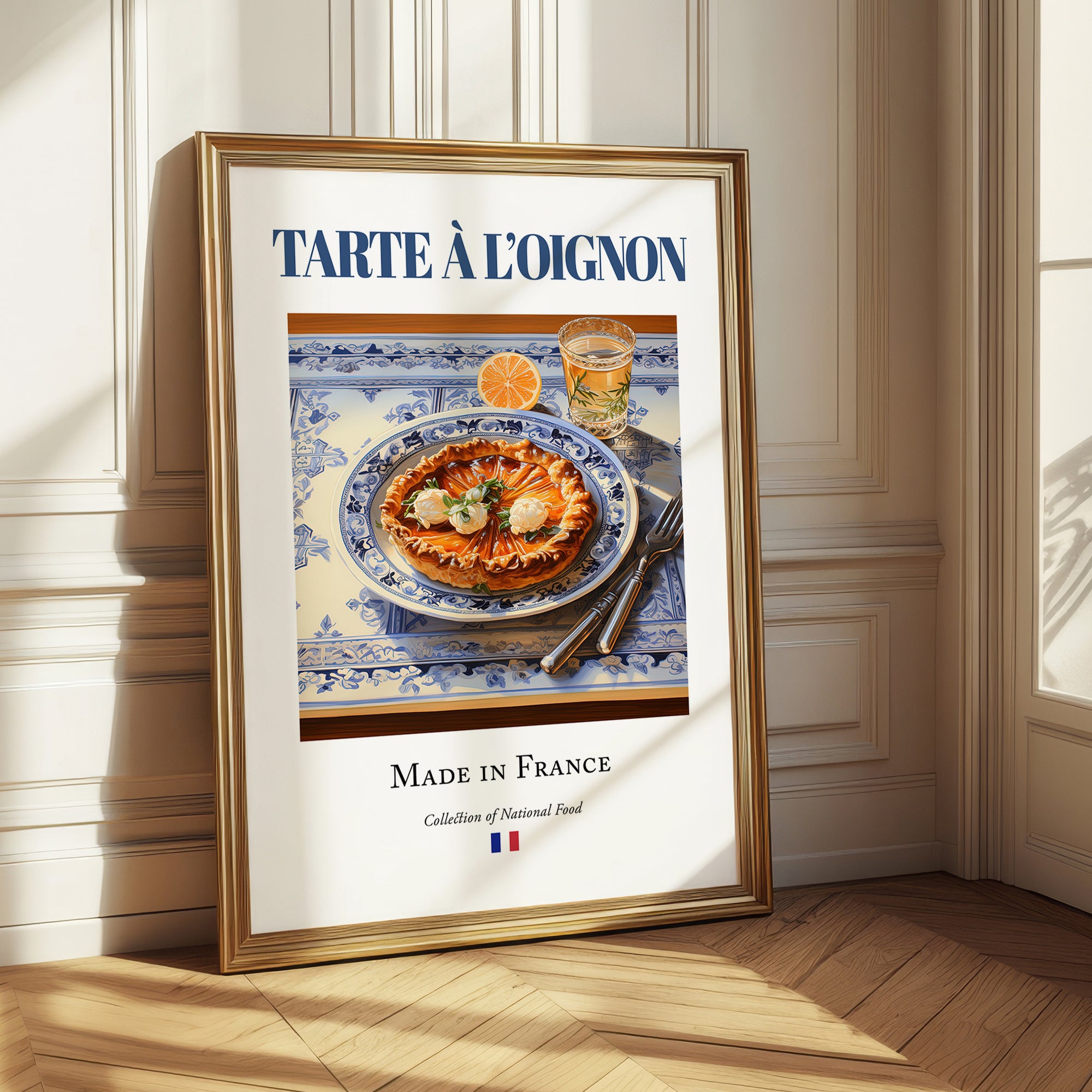 Tarte à l'oignon – French Dish, Fine Dining Restaurant Illustration