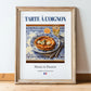 Tarte à l'oignon – French Dish, Fine Dining Restaurant Illustration, in wooden frame leaning on the floor