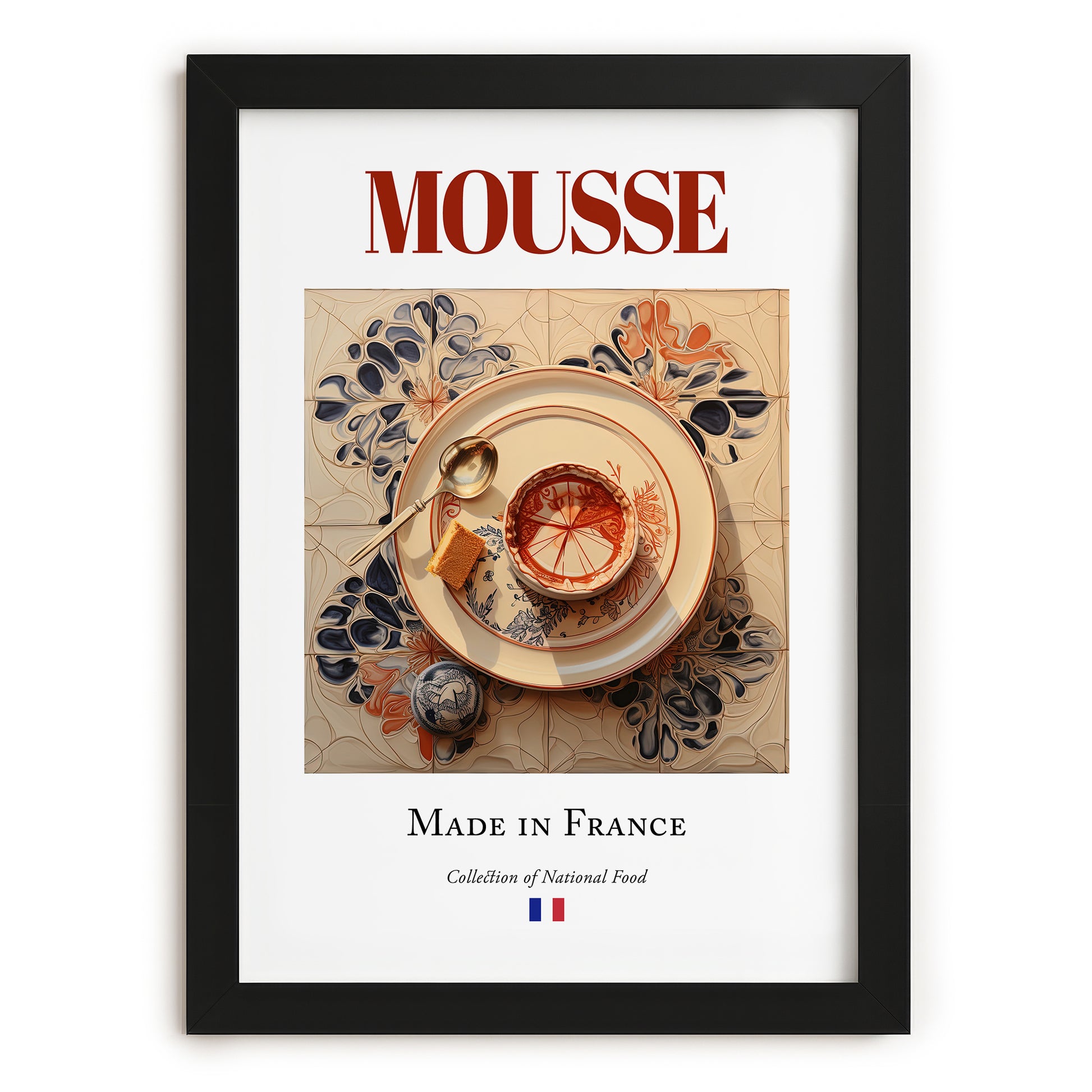 Mousse – French Dish, Tavern Wall Art, in sleek black frame