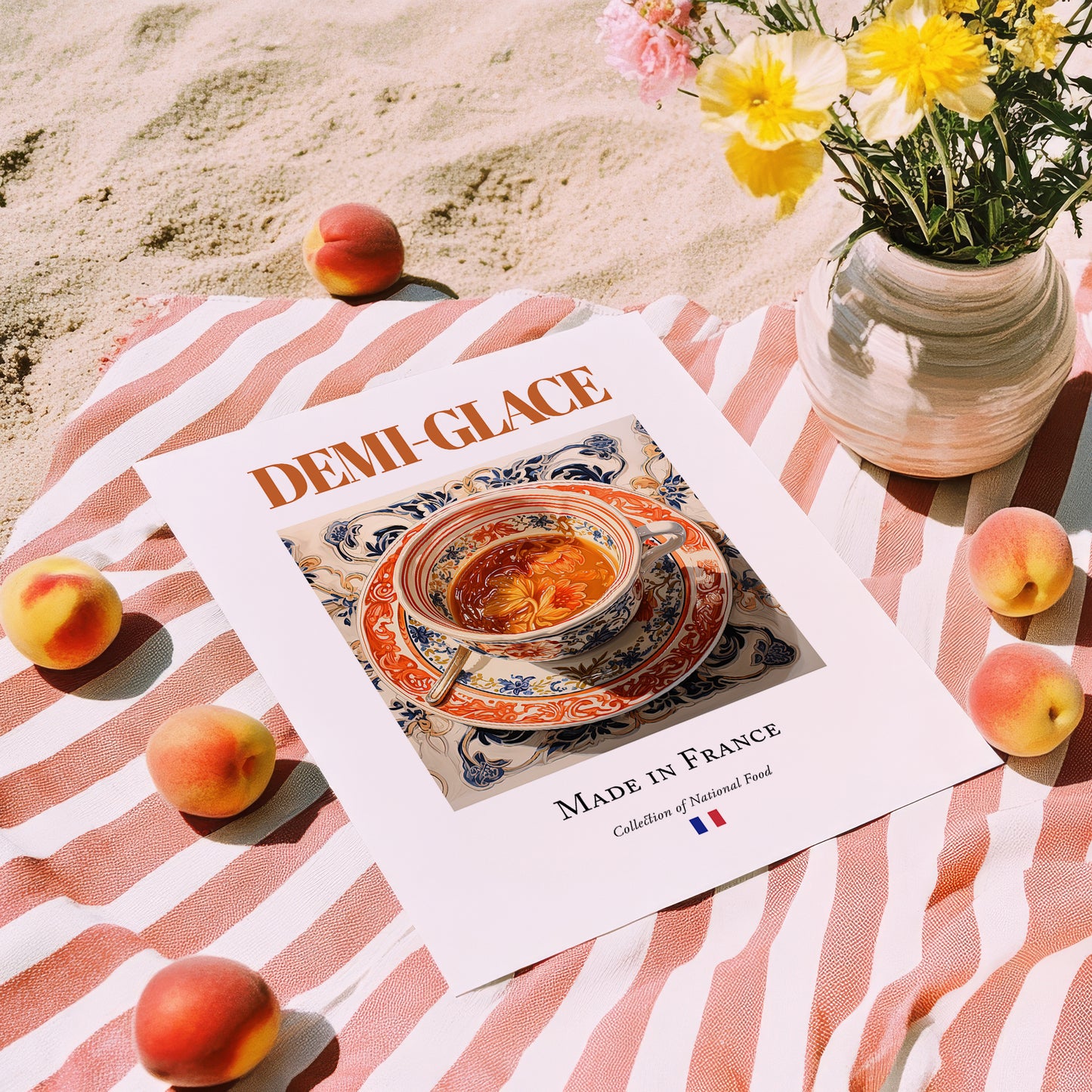 Demi-glace – French Sauce Dish, Bistro Wall Decor, unframed on coastal sand
