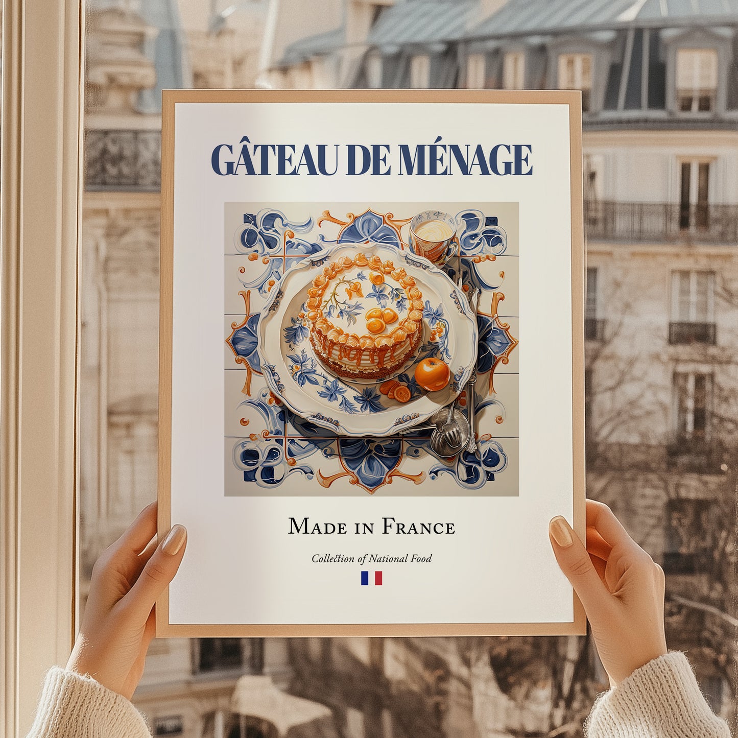Gâteau de ménage – French Dish, Food Bar Wall Decor, styled in a charming Paris street view