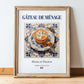 Gâteau de ménage – French Dish, Food Bar Wall Decor, in wooden frame leaning on the floor