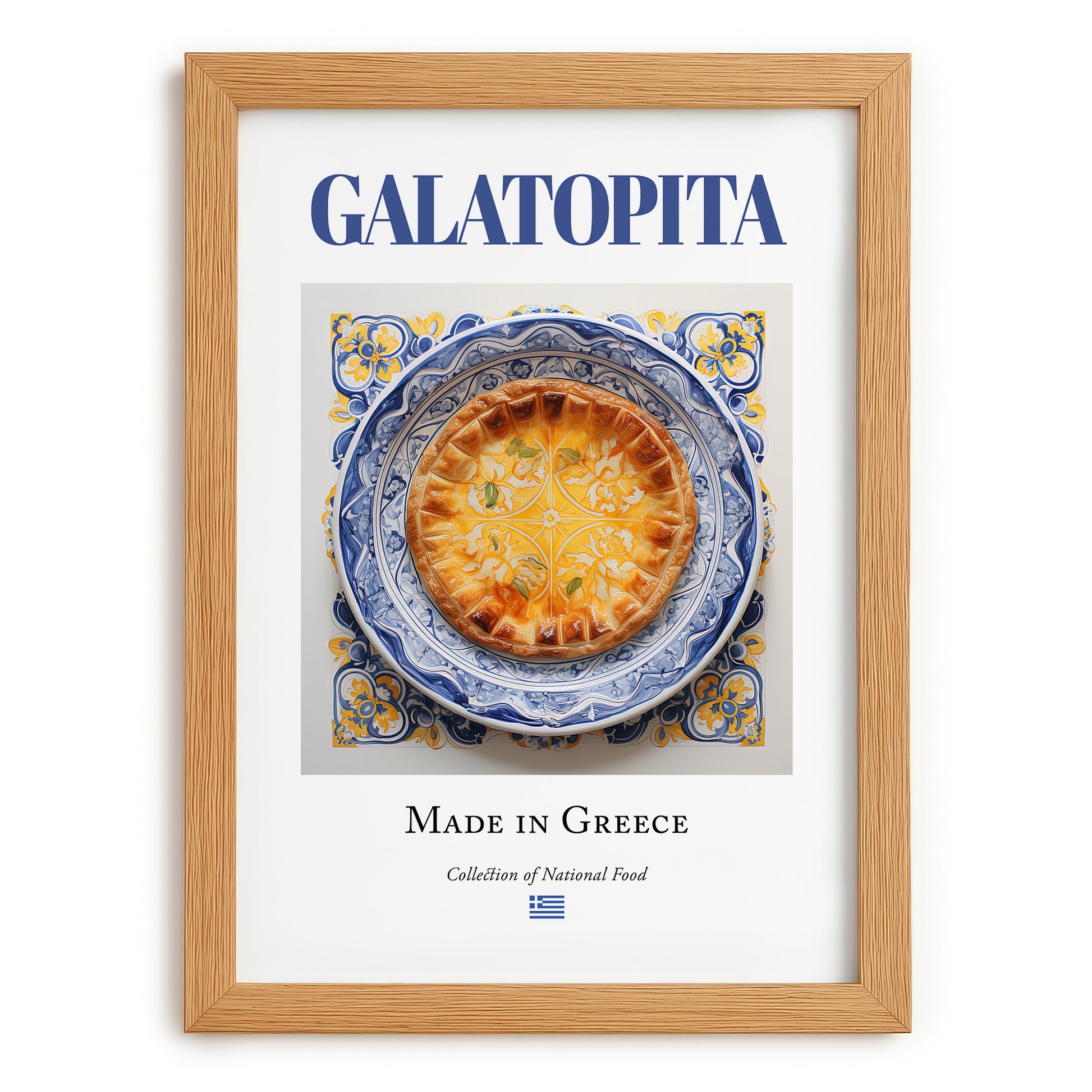Galatopita – Greek Dish, Food Bar Poster, set in oak frame
