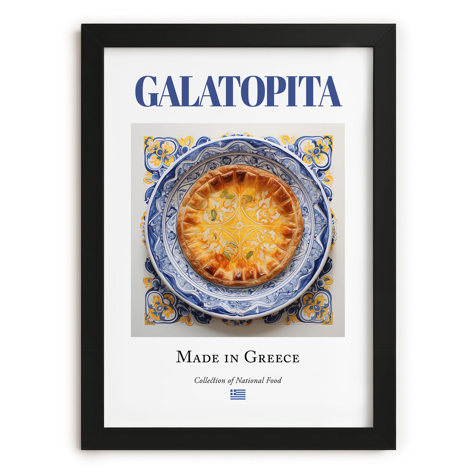 Galatopita – Greek Dish, Food Bar Poster, in sleek black frame