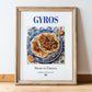 Gyros – Greek Meat Dish, Bistro Print, in wooden frame leaning on the floor