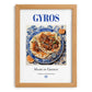 Gyros – Greek Meat Dish, Bistro Print, set in oak frame