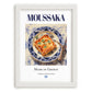 Moussaka – Greek Meat Dish, Restaurant Still Life, placed in minimal white frame