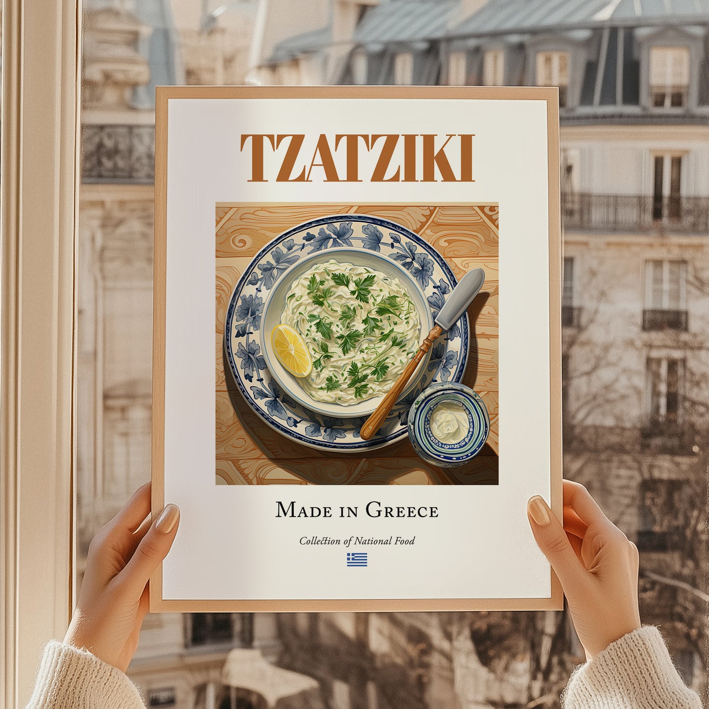Tzatziki – Greek Dip Dish, Tavern Art, styled in a charming Paris street view
