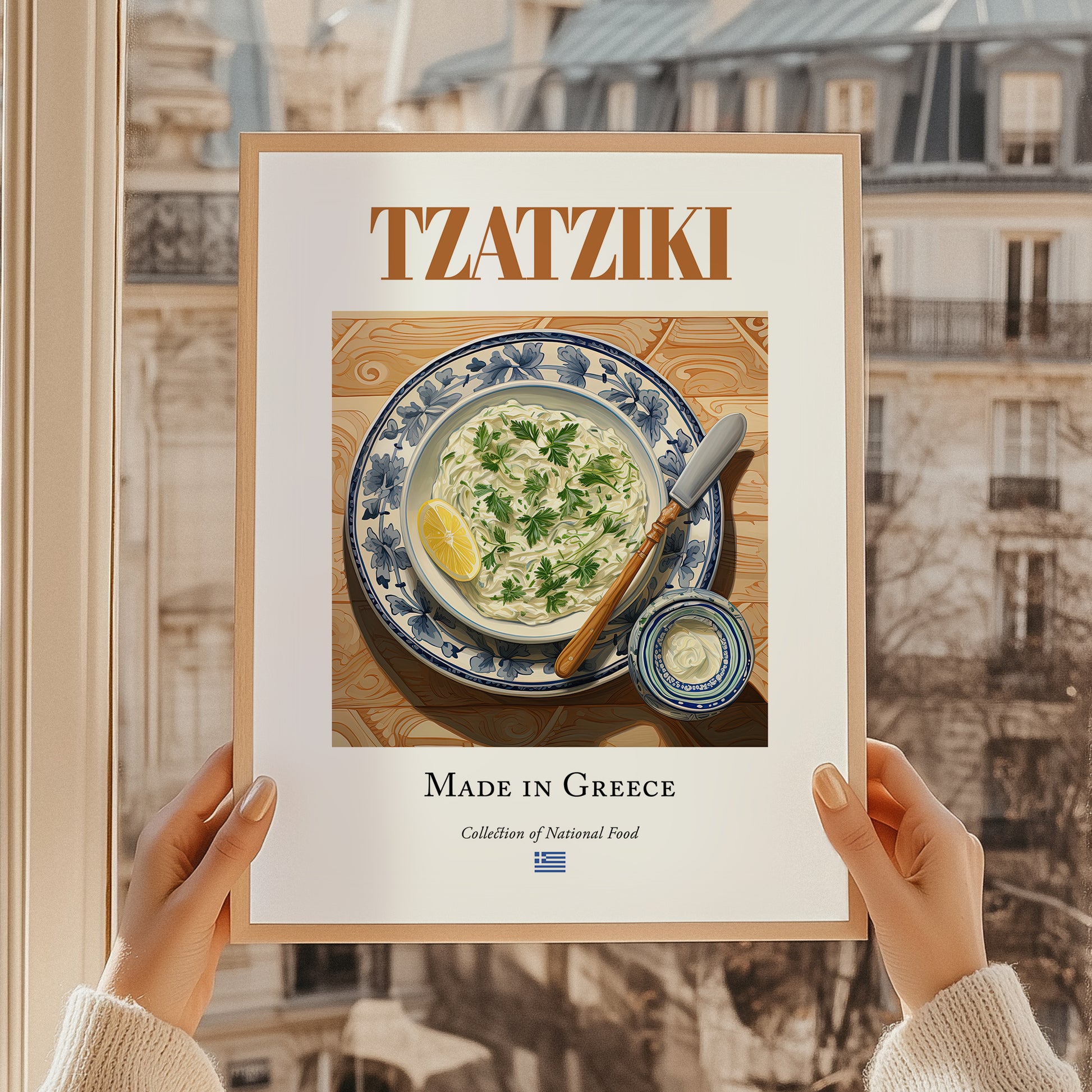 Tzatziki – Greek Dip Dish, Tavern Art, styled in a charming Paris street view