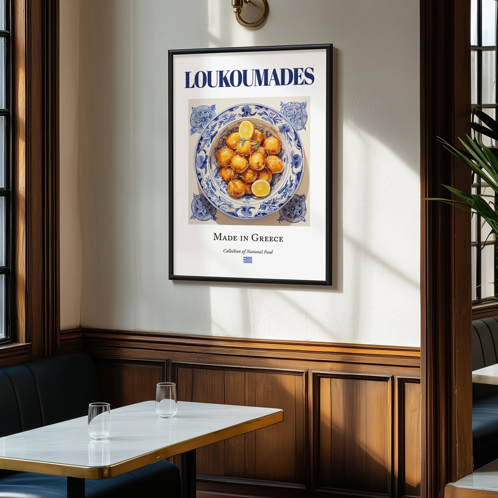 Loukoumades – Greek Dessert Dish, Farmhouse Kitchen Wall Decor, clean layout with no caption