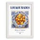 Loukoumades – Greek Dessert Dish, Farmhouse Kitchen Wall Decor, placed in minimal white frame