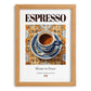Espresso – Italian Coffee, Street Café Print, set in oak frame