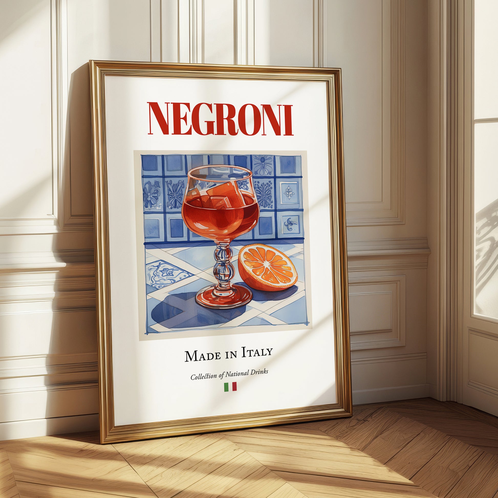 Negroni – Italian Cocktail Drink, Cocktail Lounge Poster