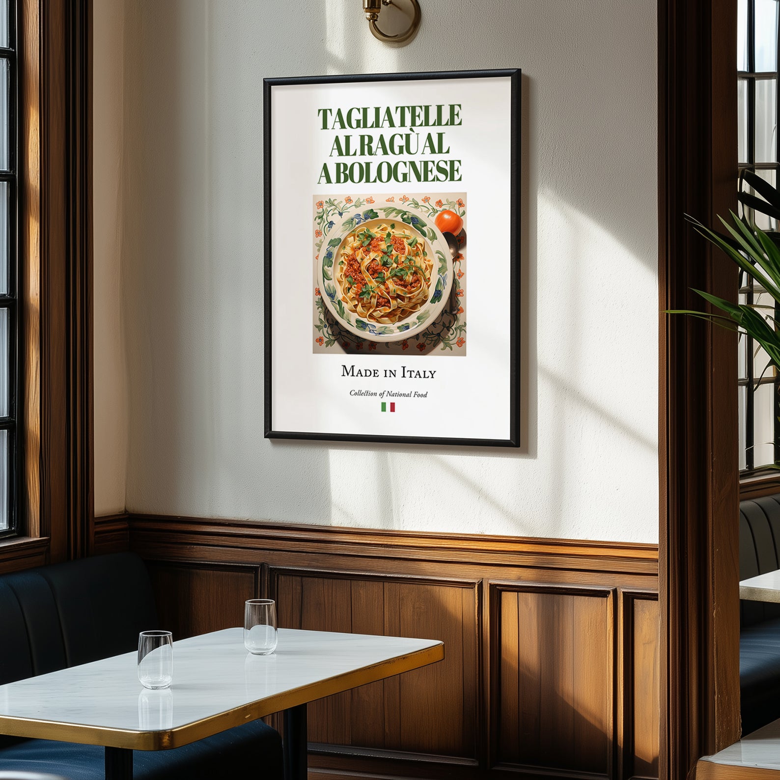 Tagliatelle al ragù alla Bolognese – Italian Pasta, Trattoria Poster, clean layout with no caption