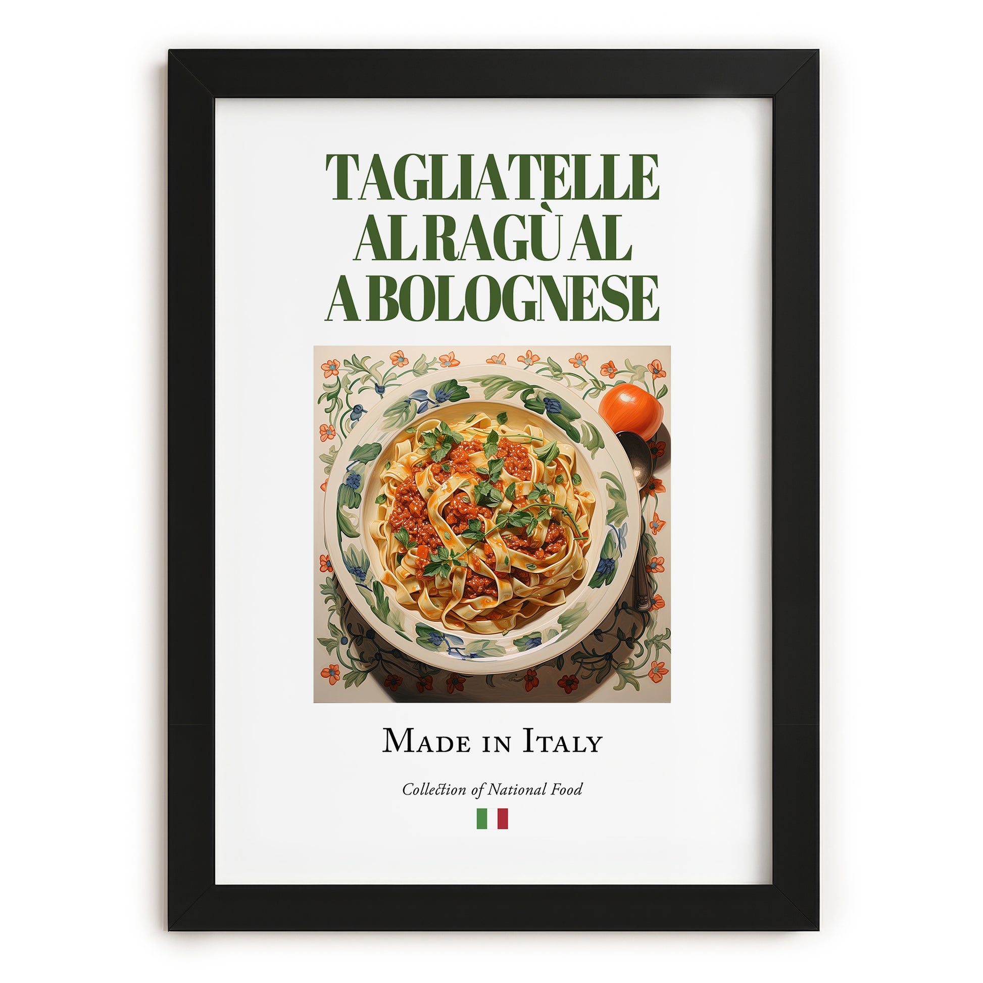 Tagliatelle al ragù alla Bolognese – Italian Pasta, Trattoria Poster, in sleek black frame
