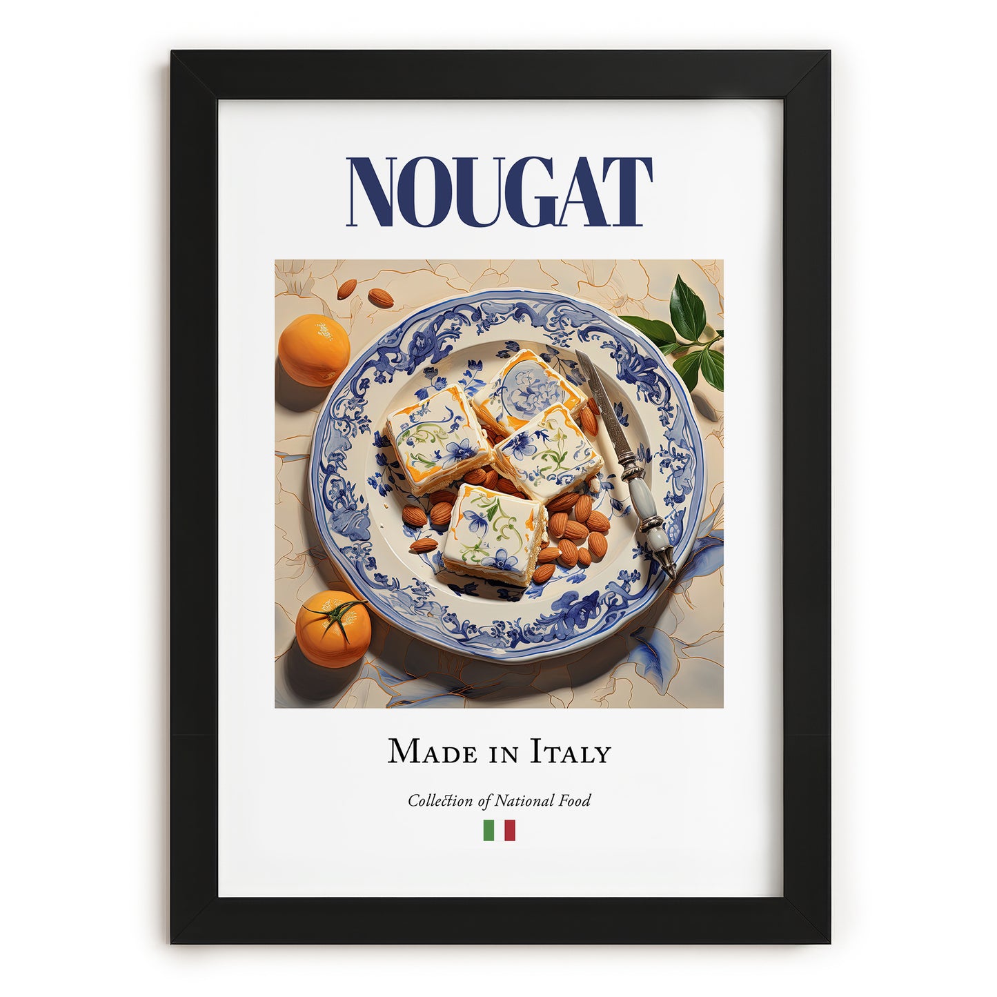 Nougat – Italian Dessert Dish, Restaurant Print, in sleek black frame