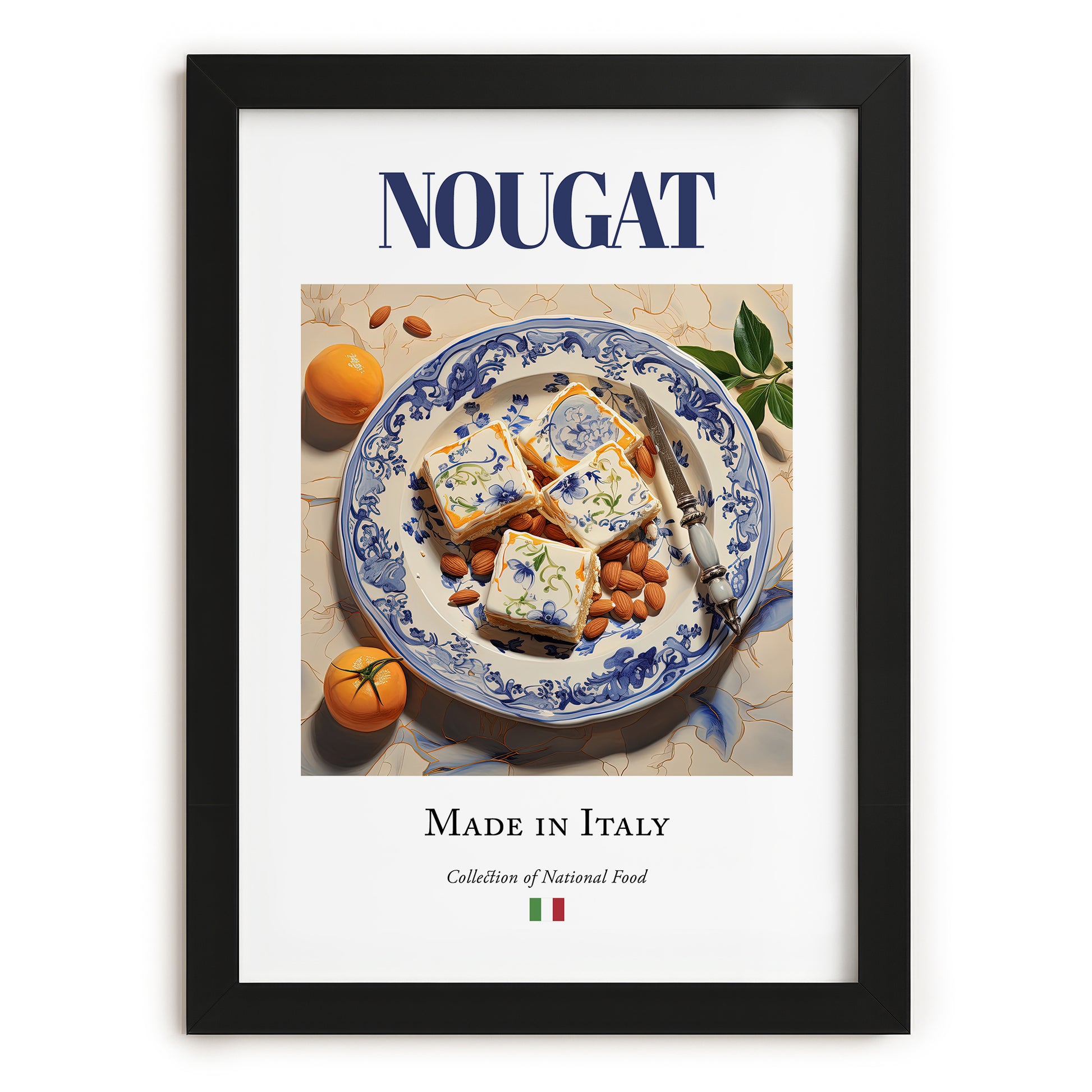 Nougat – Italian Dessert Dish, Restaurant Print, in sleek black frame