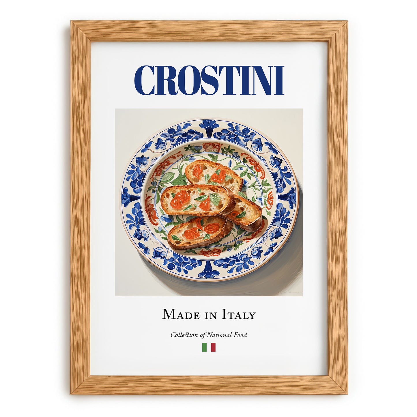 Crostini – Italian Dish, Café Poster, set in oak frame