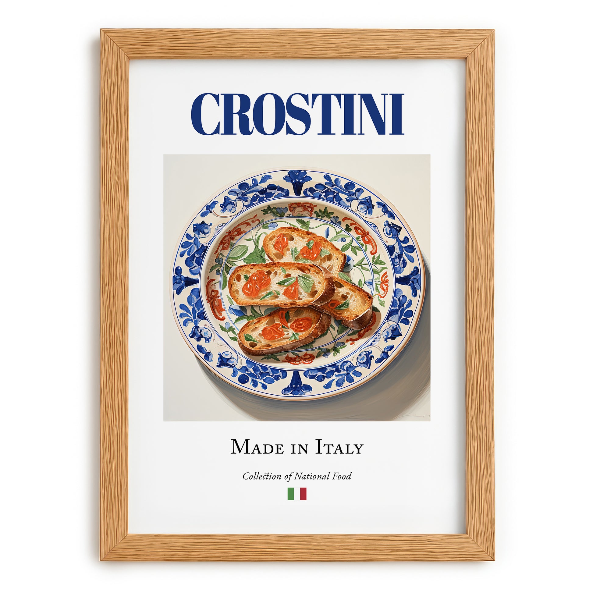 Crostini – Italian Dish, Café Poster, set in oak frame