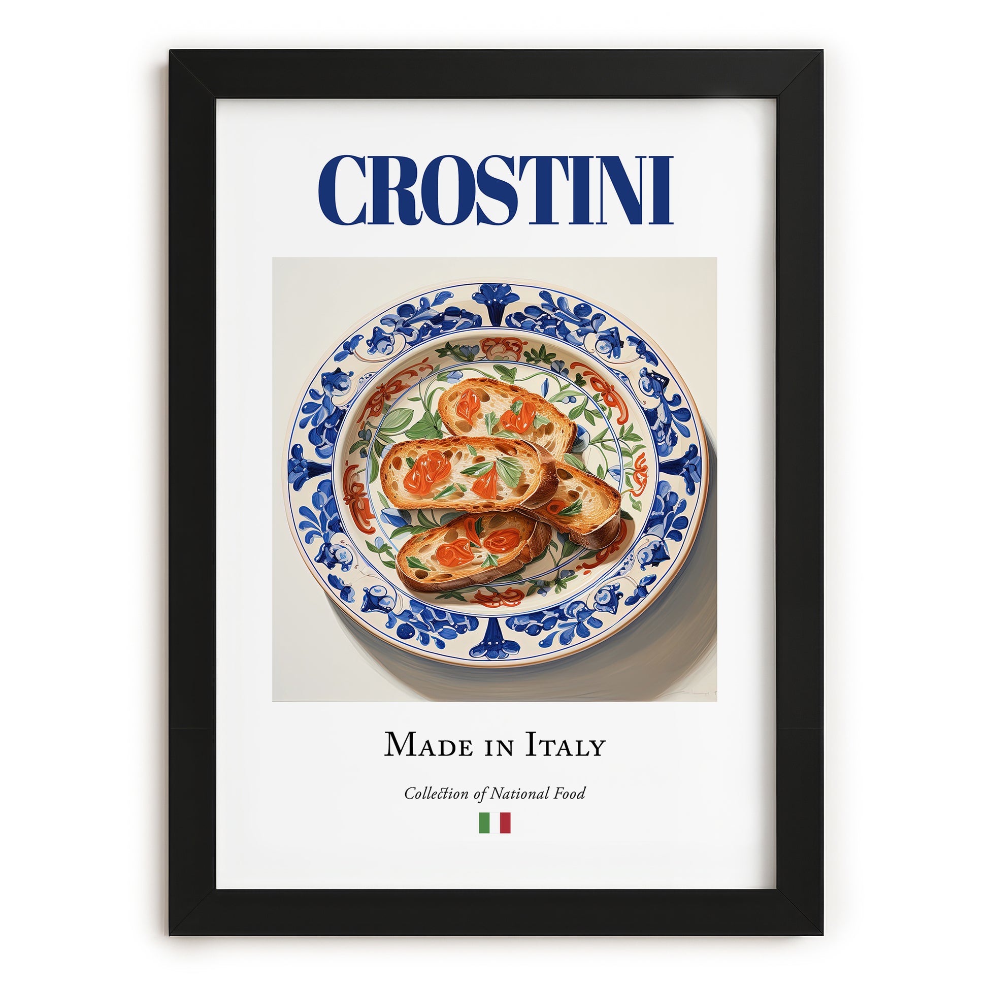Crostini – Italian Dish, Café Poster, in sleek black frame