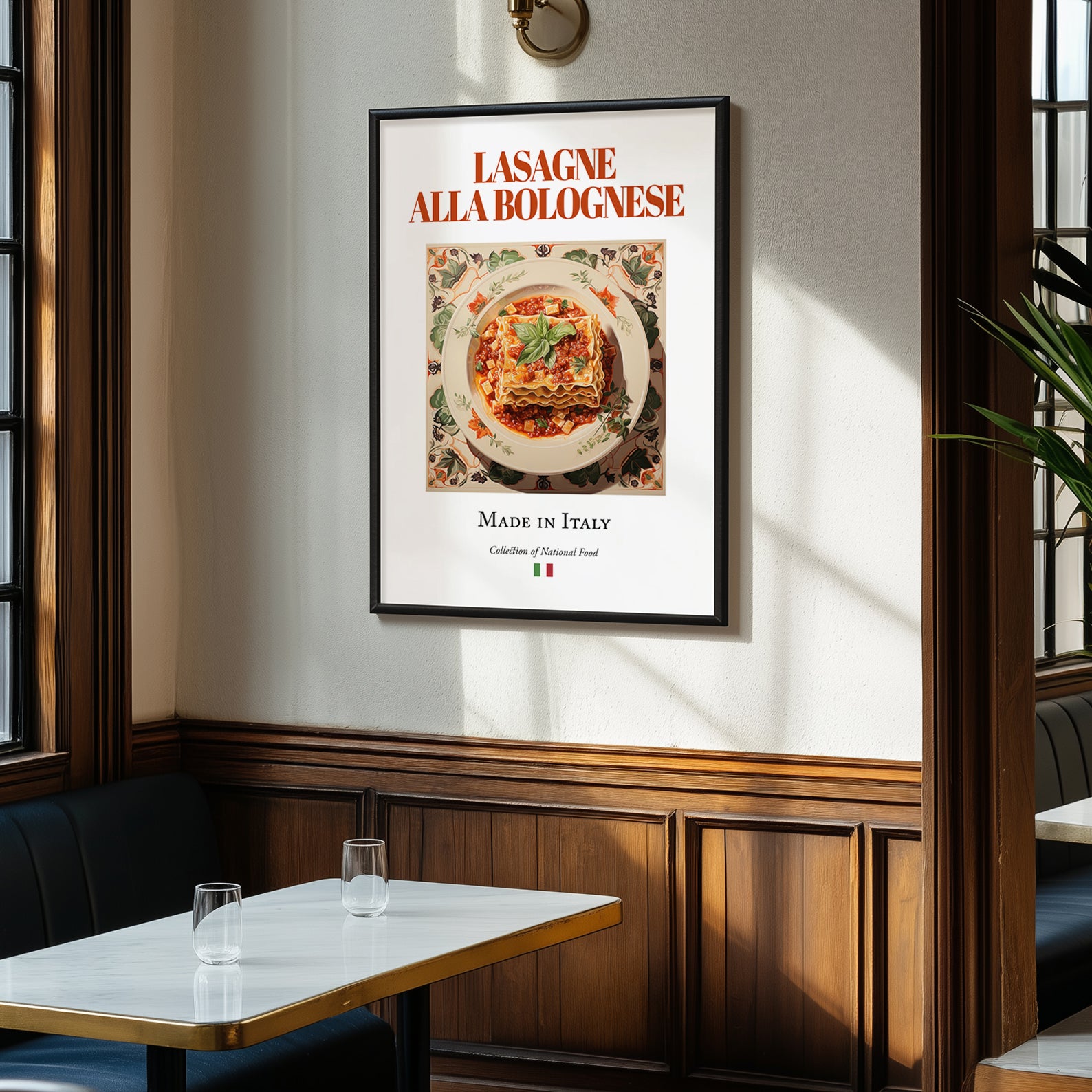 Lasagne alla Bolognese – Italian Dish, Fine Dining Restaurant Art, clean layout with no caption