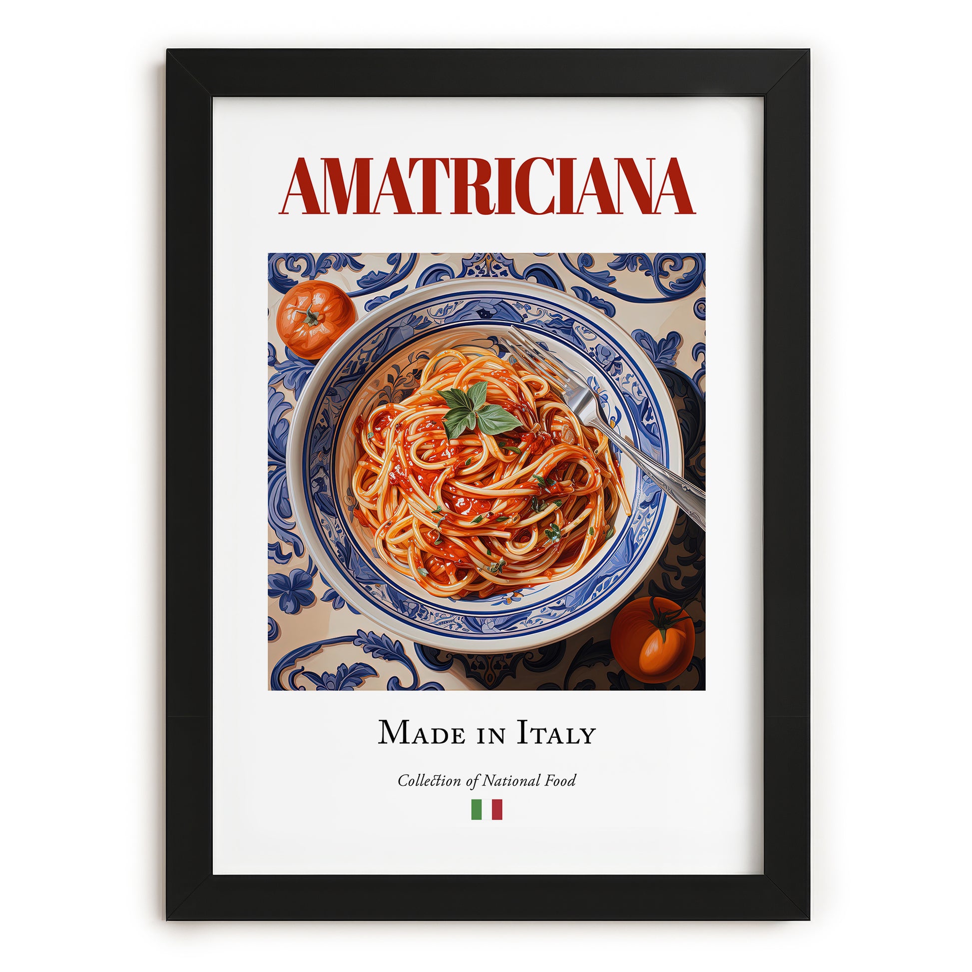Amatriciana – Italian Pasta, Ristorante Print, in sleek black frame