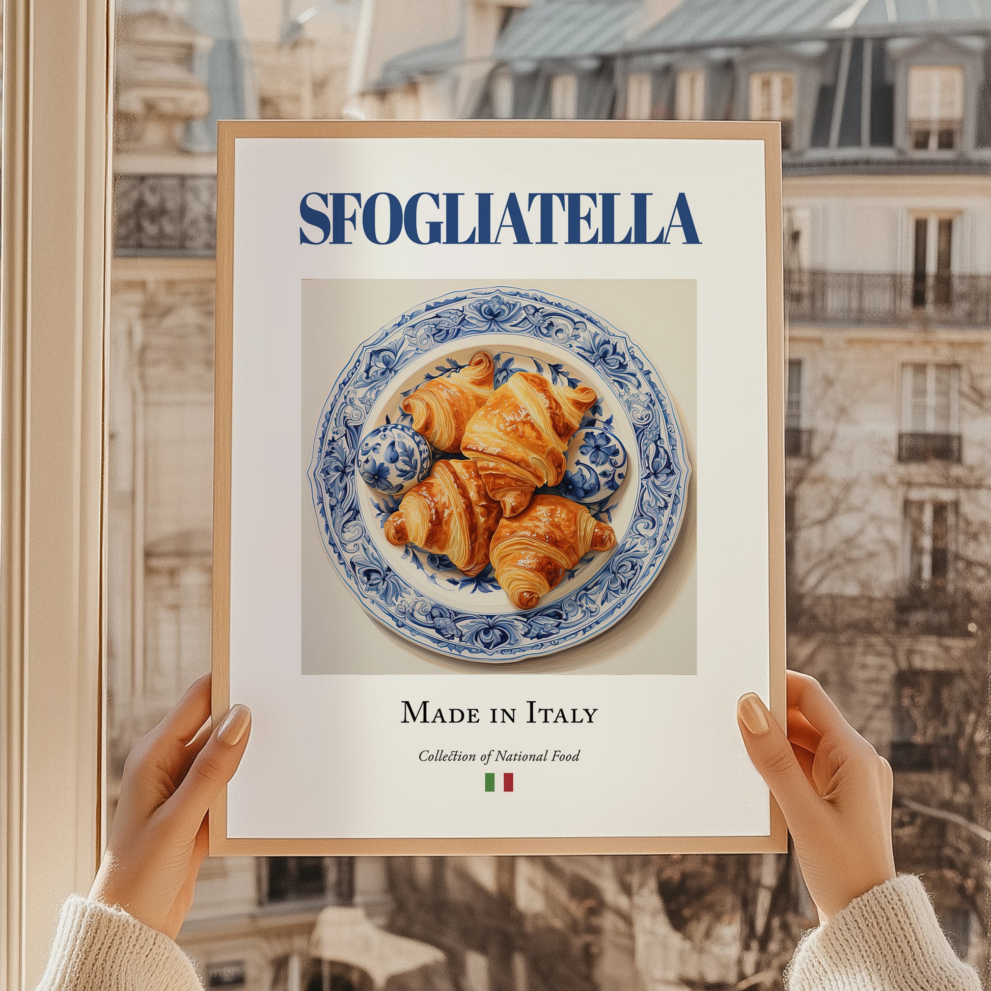 Sfogliatella – Italian Dessert Dish, Brasserie Wall Decor, styled in a charming Paris street view