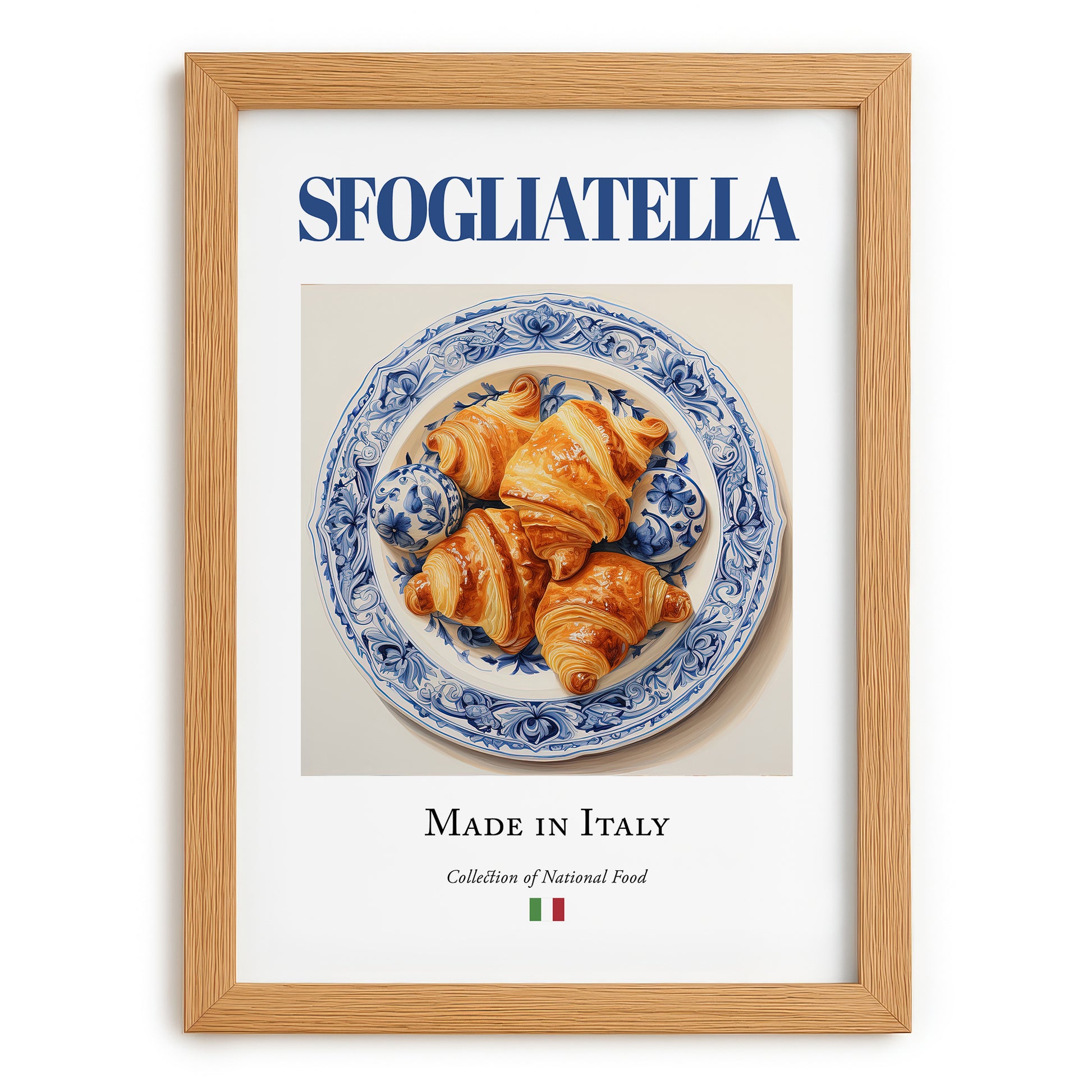 Sfogliatella – Italian Dessert Dish, Brasserie Wall Decor, set in oak frame