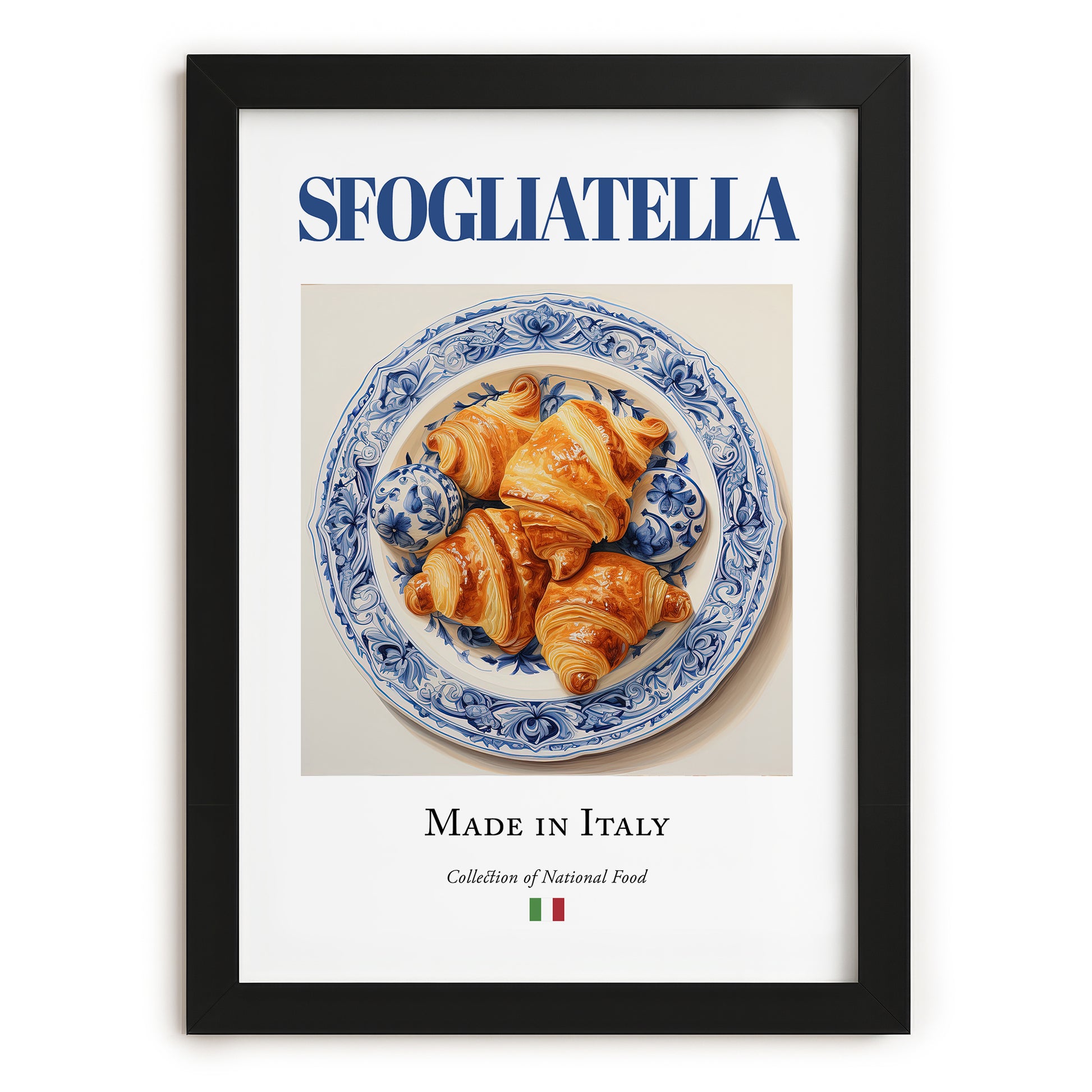 Sfogliatella – Italian Dessert Dish, Brasserie Wall Decor, in sleek black frame