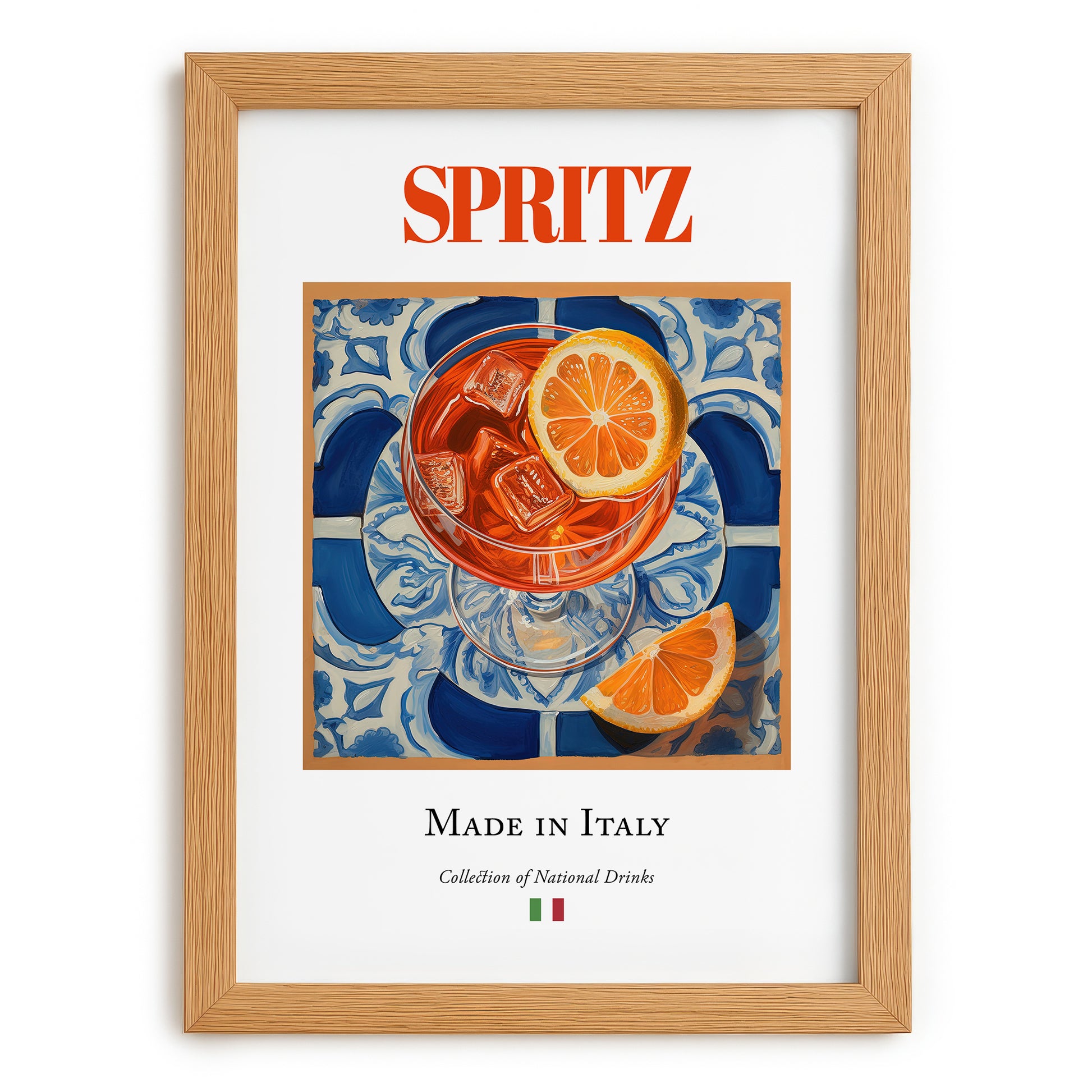 Spritz – Italian Cocktail Drink, Hotel Lobby Poster, set in oak frame