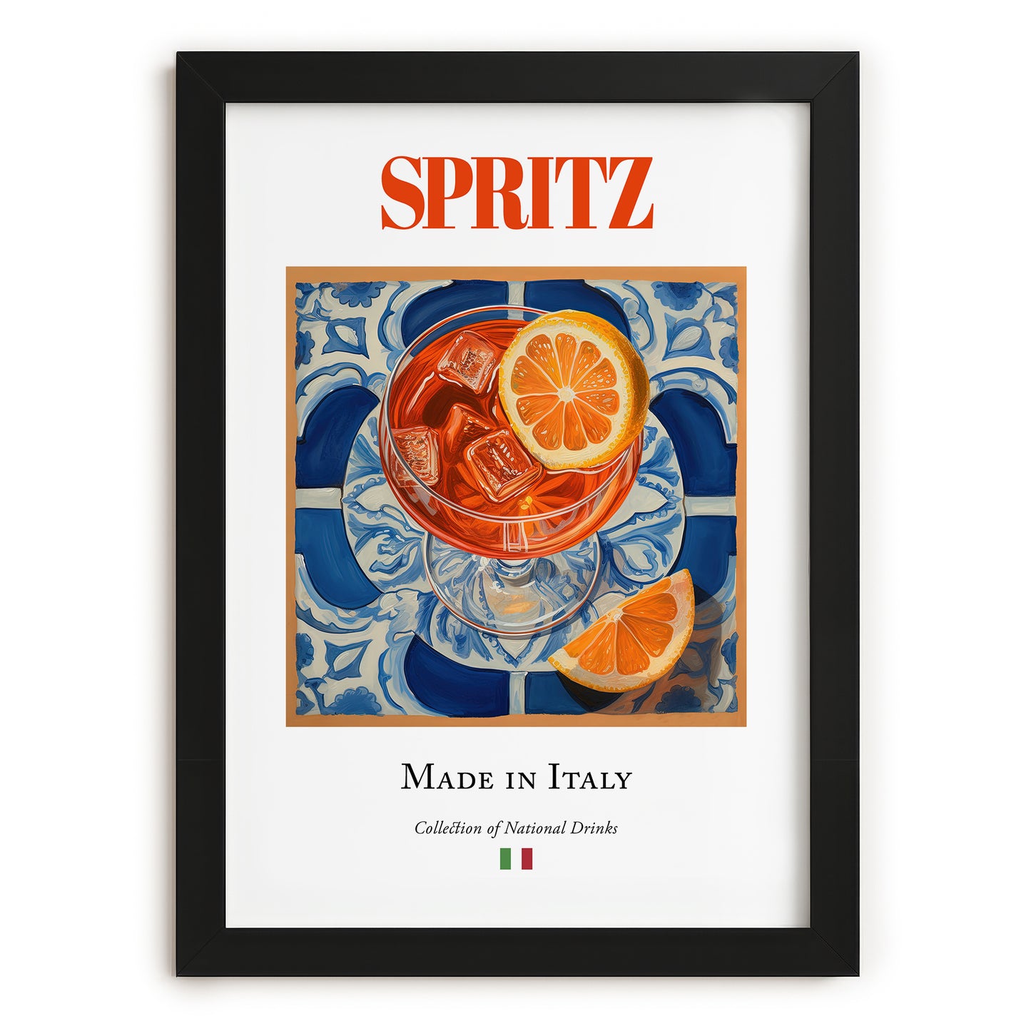 Spritz – Italian Cocktail Drink, Hotel Lobby Poster, in sleek black frame