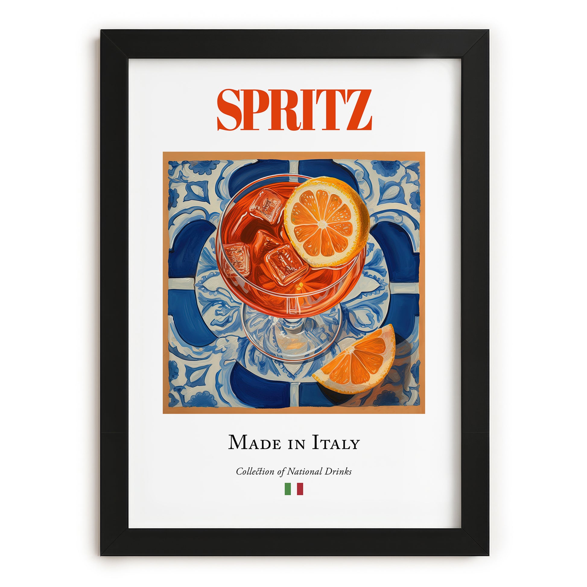 Spritz – Italian Cocktail Drink, Hotel Lobby Poster, in sleek black frame