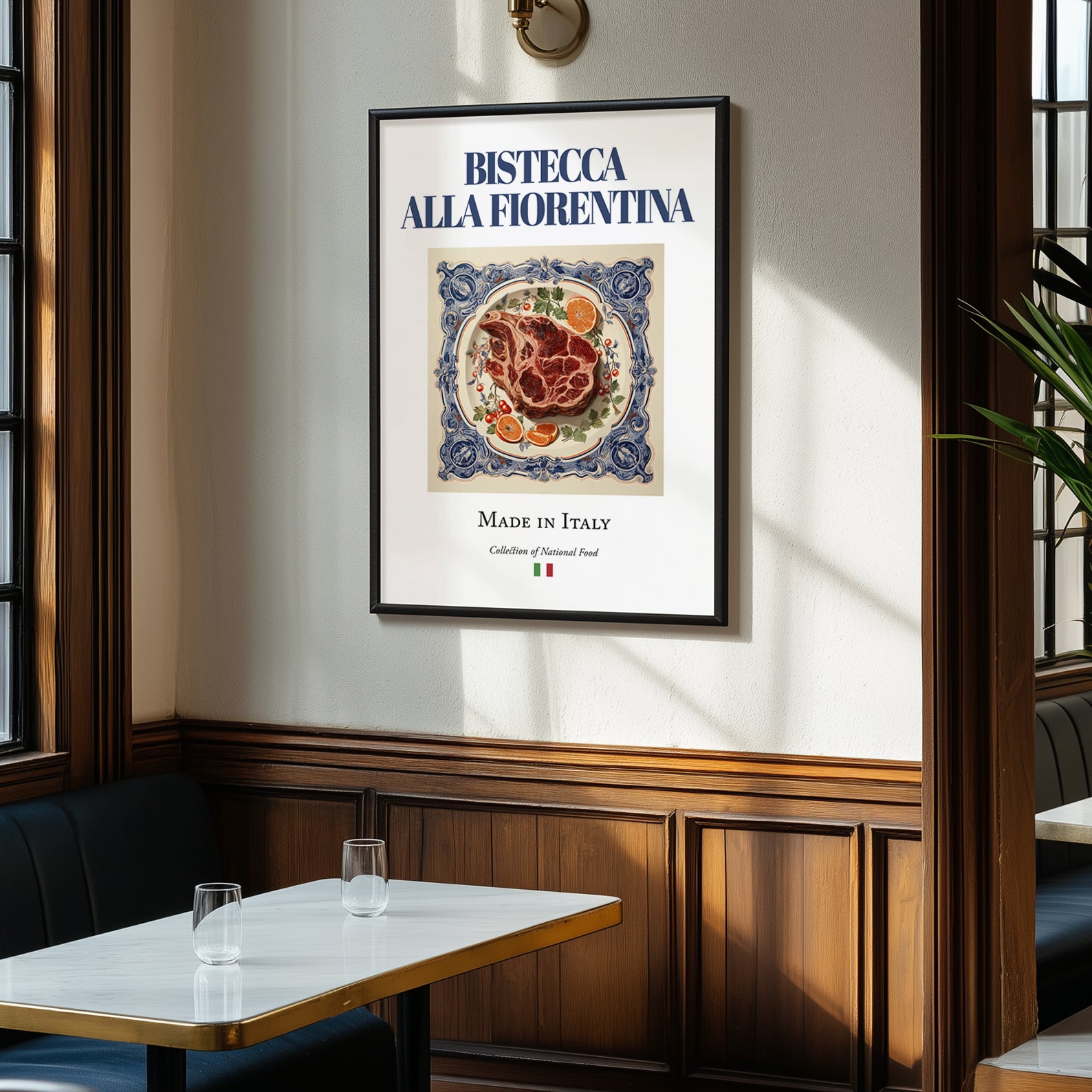 Bistecca alla Fiorentina – Italian Meat Dish, Fine Dining Restaurant Poster, clean layout with no caption